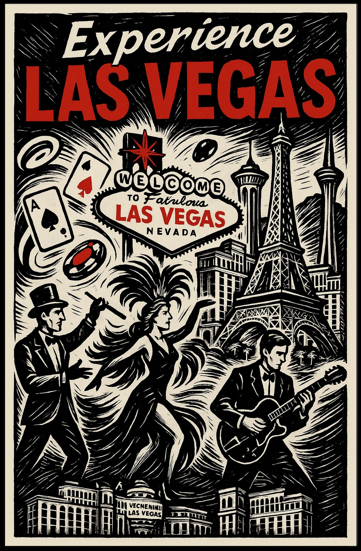 Experience Las Vegas Poster Neon Glow Wall Decor