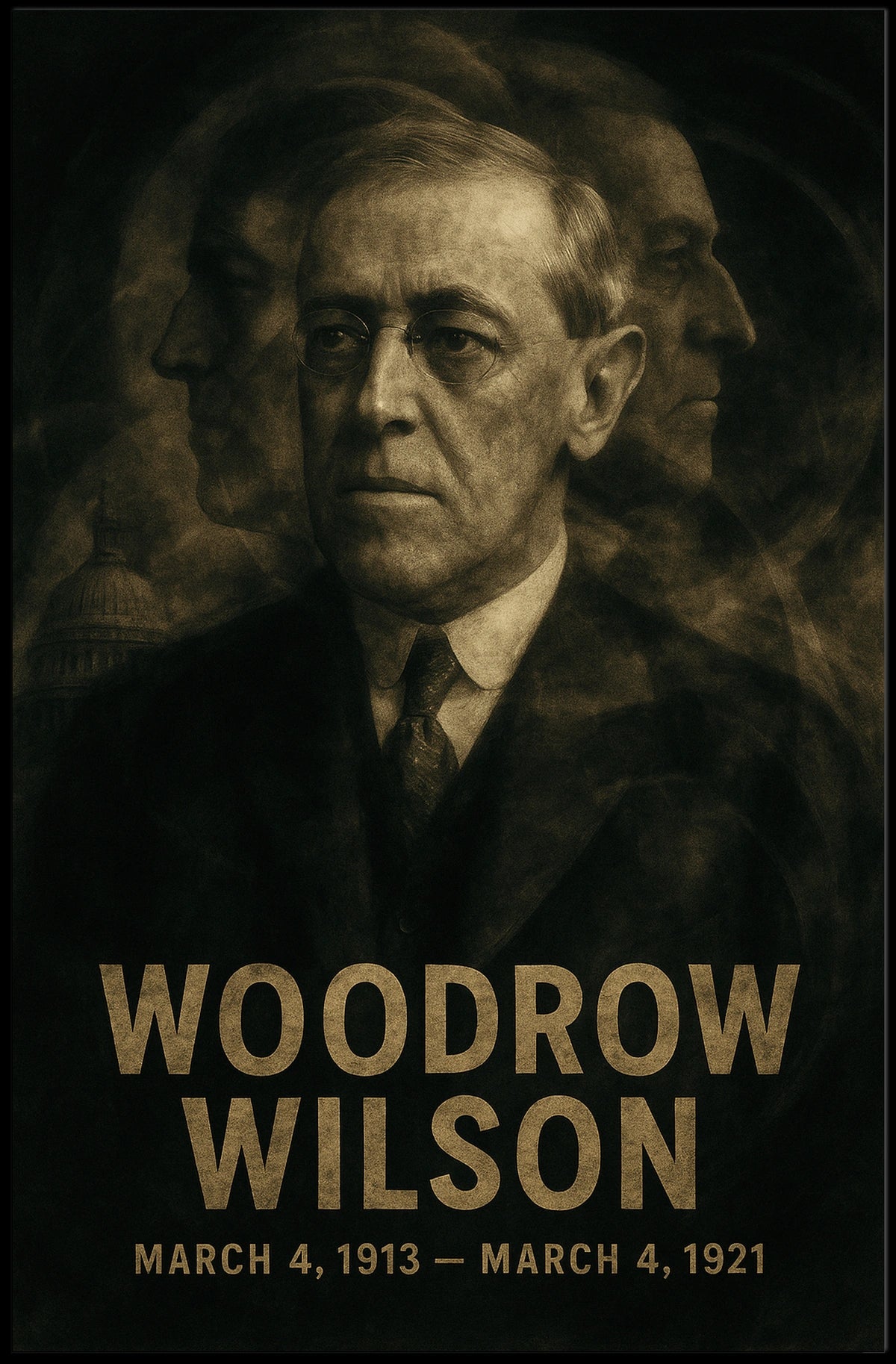 Woodrow Wilson 28th President of the United States Double Exposure Poster