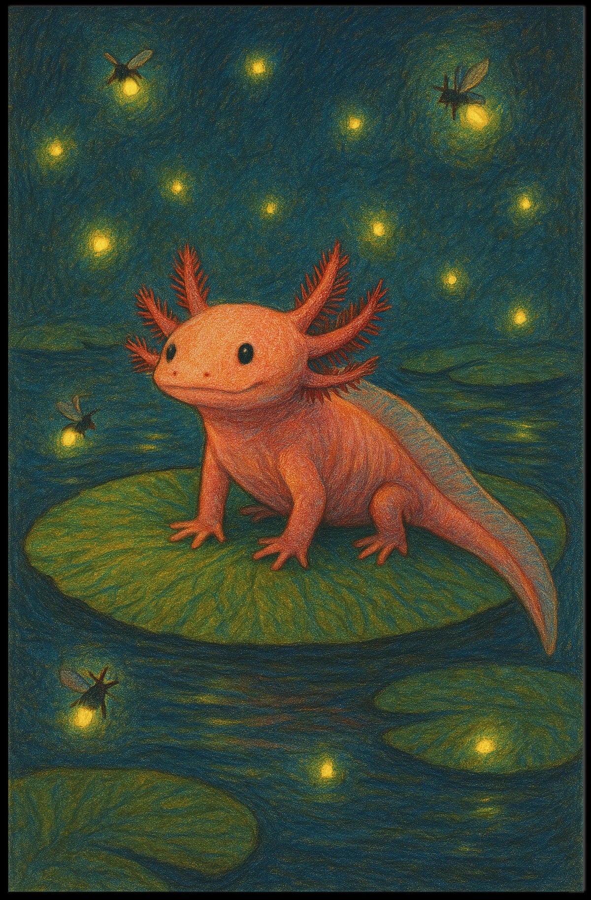Enchanted Night With Axolotl Poster