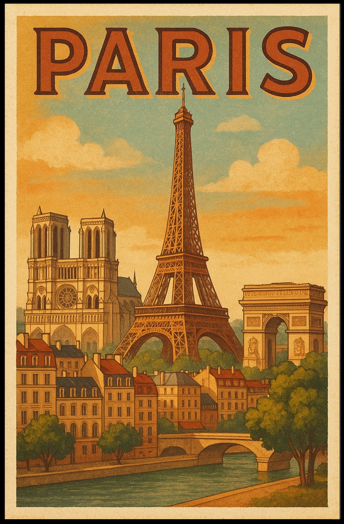 Paris Landmarks Poster