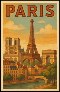 Paris Landmarks Poster