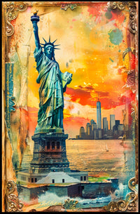 Statue Of Liberty New York City Poster Vintage Wall Art