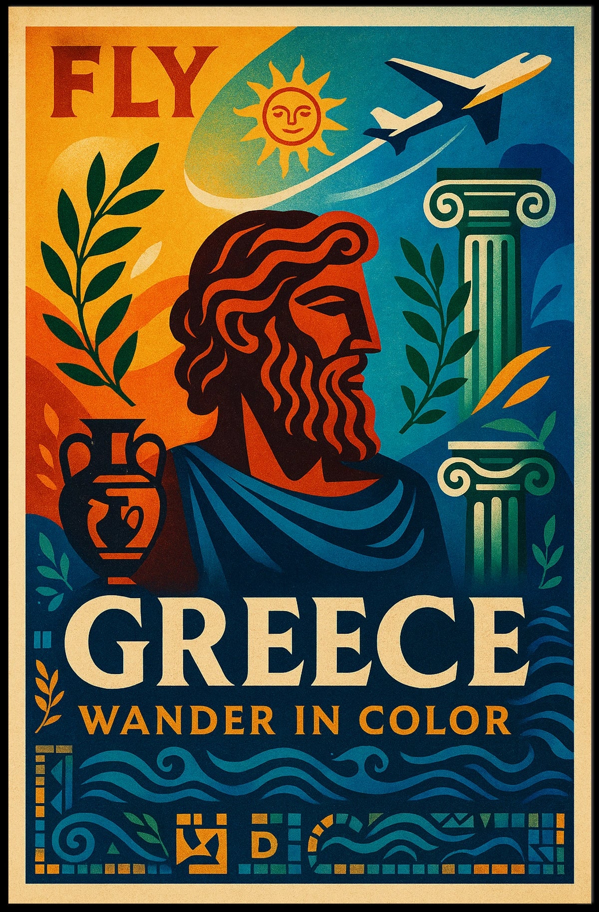 Fly To Greece Wander In Color Poster