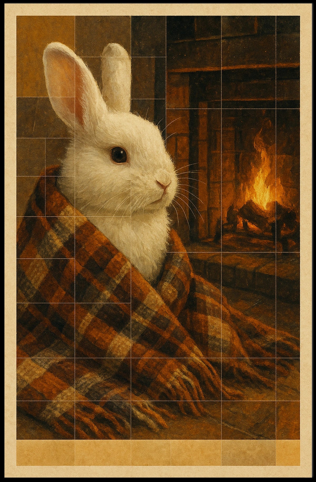 Cozy Bunny By The Fireplace Poster