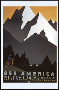 Montana Scenic Vista Vintage Travel Advertisement Travel Poster
