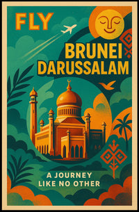 Brunei Golden Mosque Travel Vintage Style Poster PosterGoat