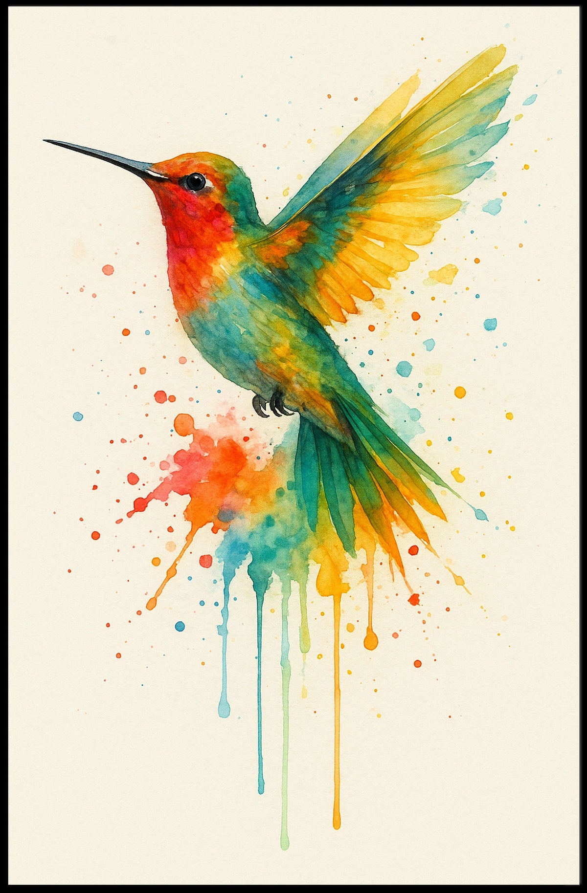 Vibrant Hummingbird Splash Poster