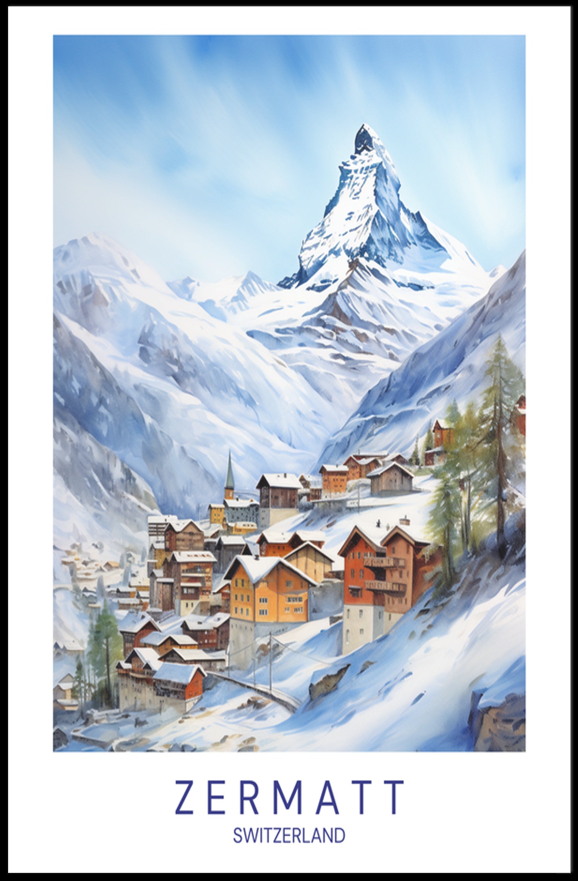 Serene Winter in Zermatt Poster PosterGoat