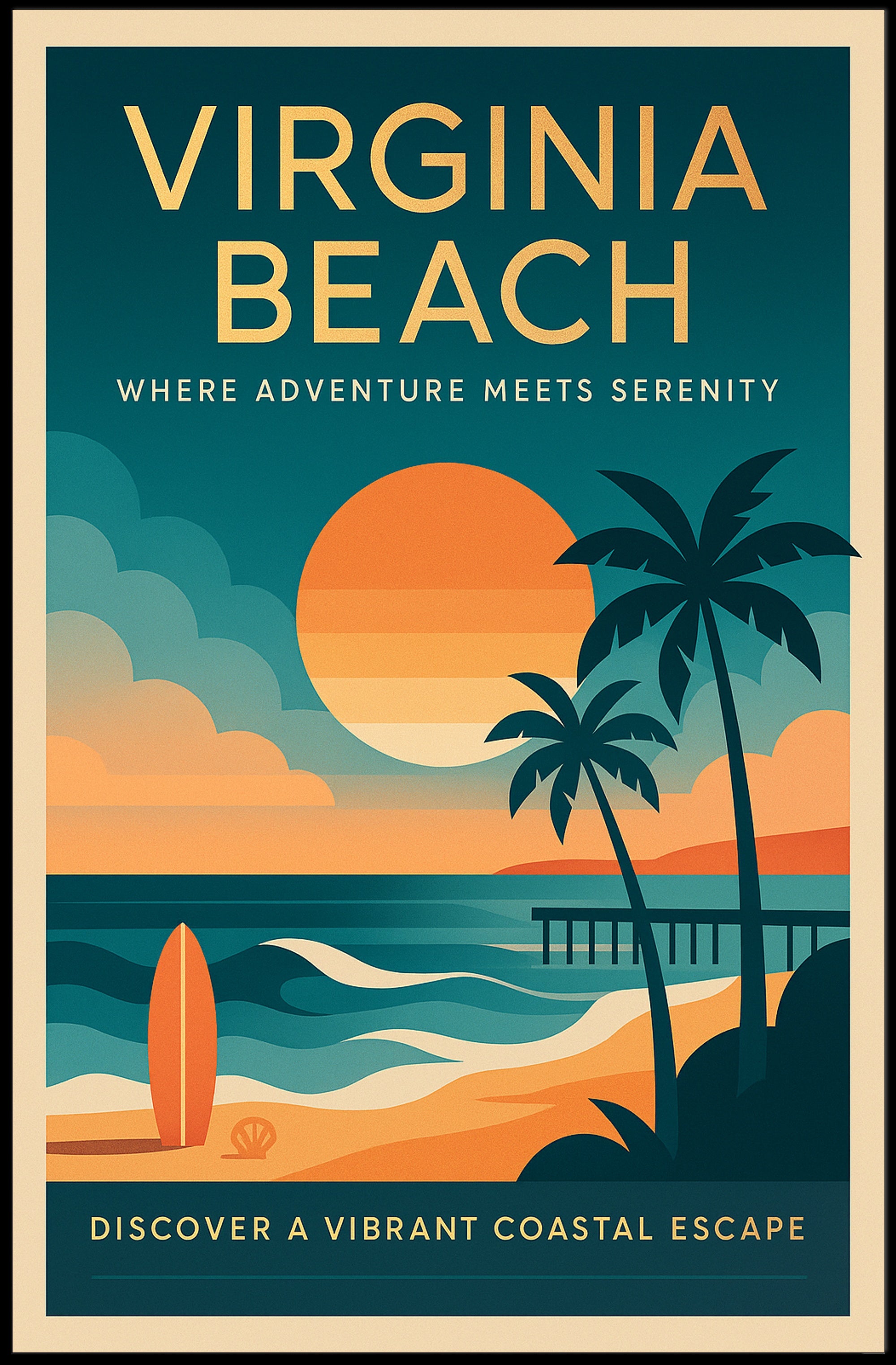Virginia Beach Serenity Adventure Travel Poster