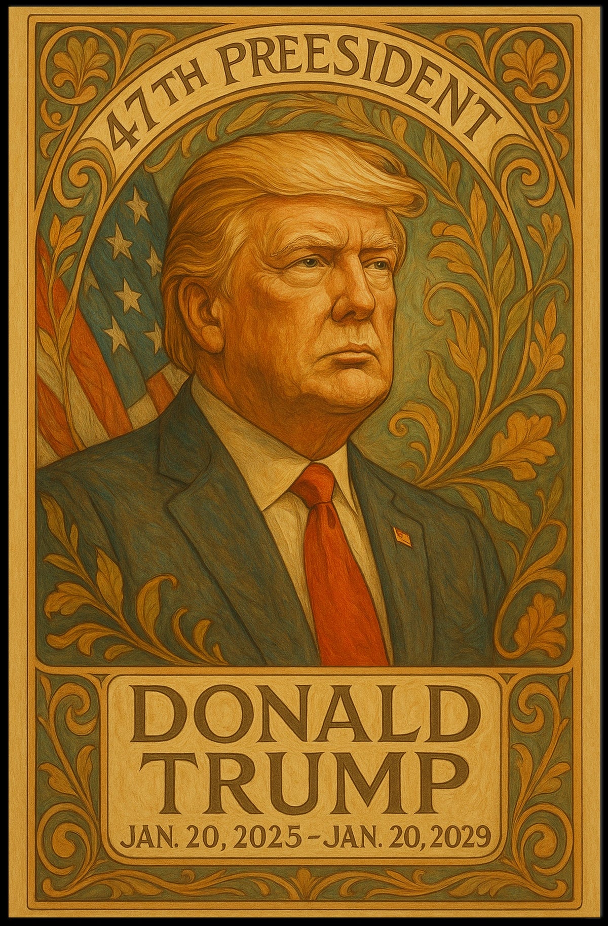 Donald Trump Guardian Liberty Art Nouveau Patriotic Leadership Enthusiast Poster