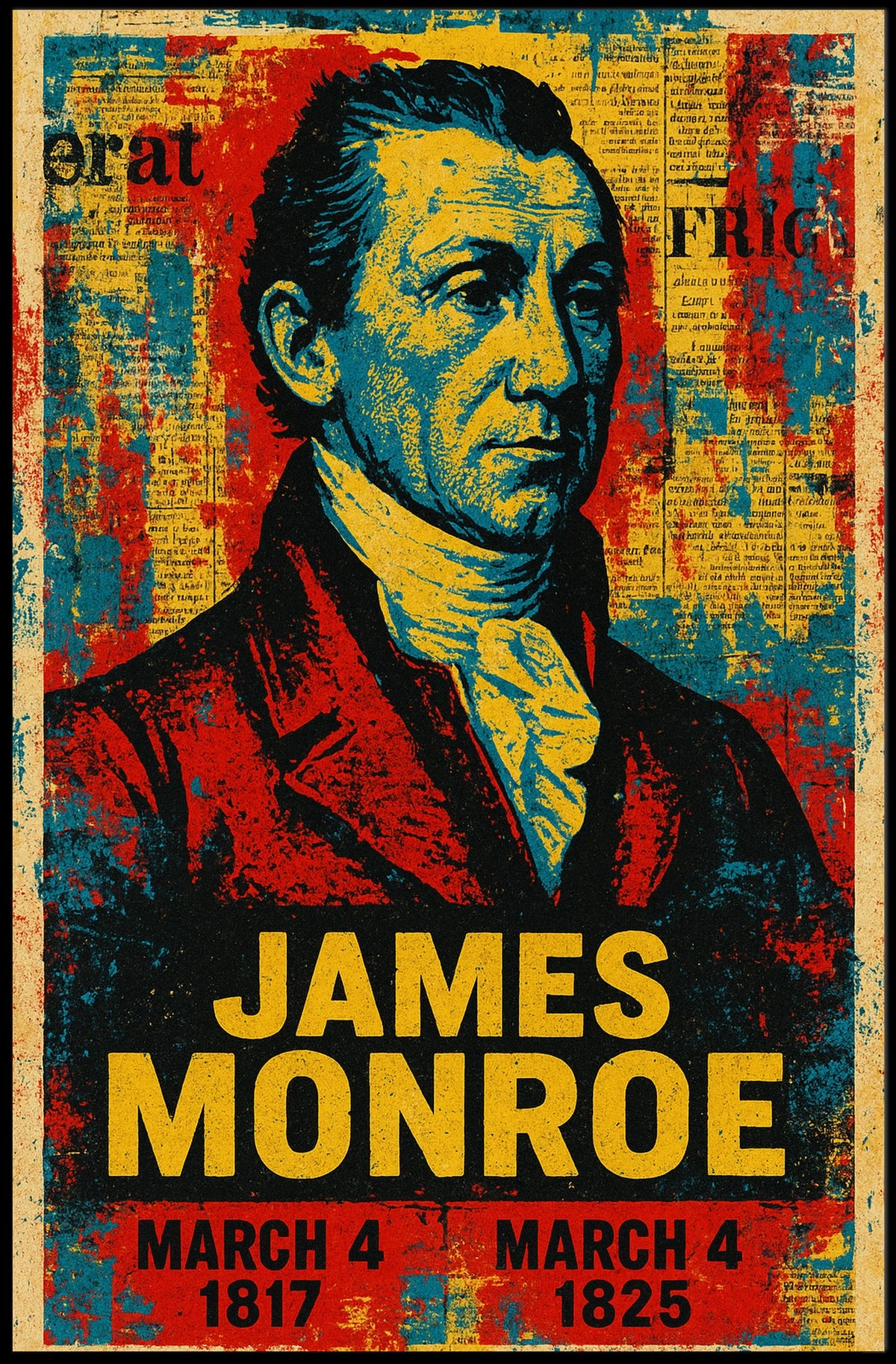 James Monroe 5th President of the United States Street Art Mashup Poster