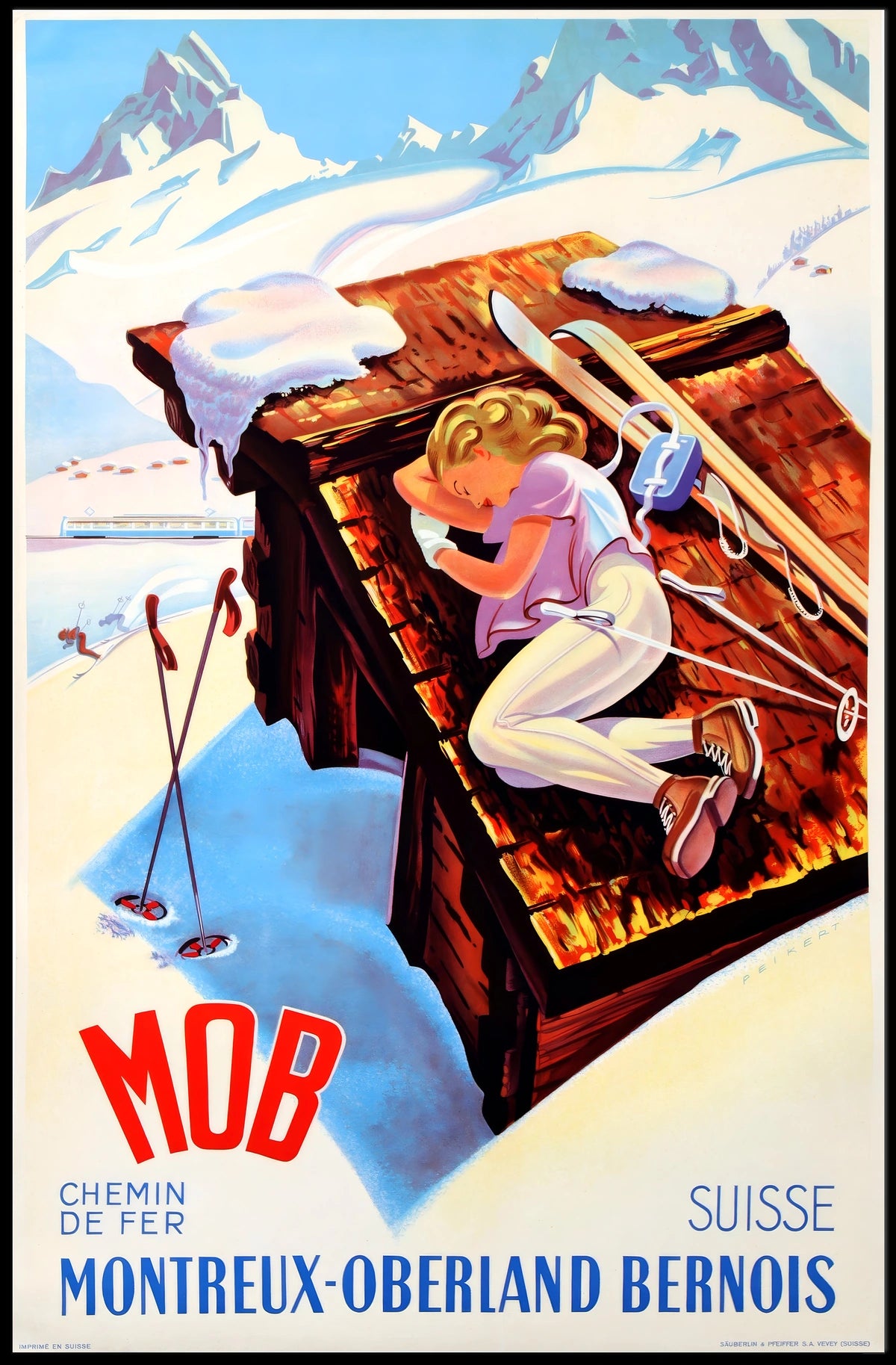 Montreux-Oberland Bernois Swiss Skiing Poster