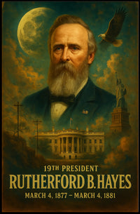 Rutherford Hayes 19th President Neoclassical Realism Vintage Patriotic Portrait Historic Iconic Poster