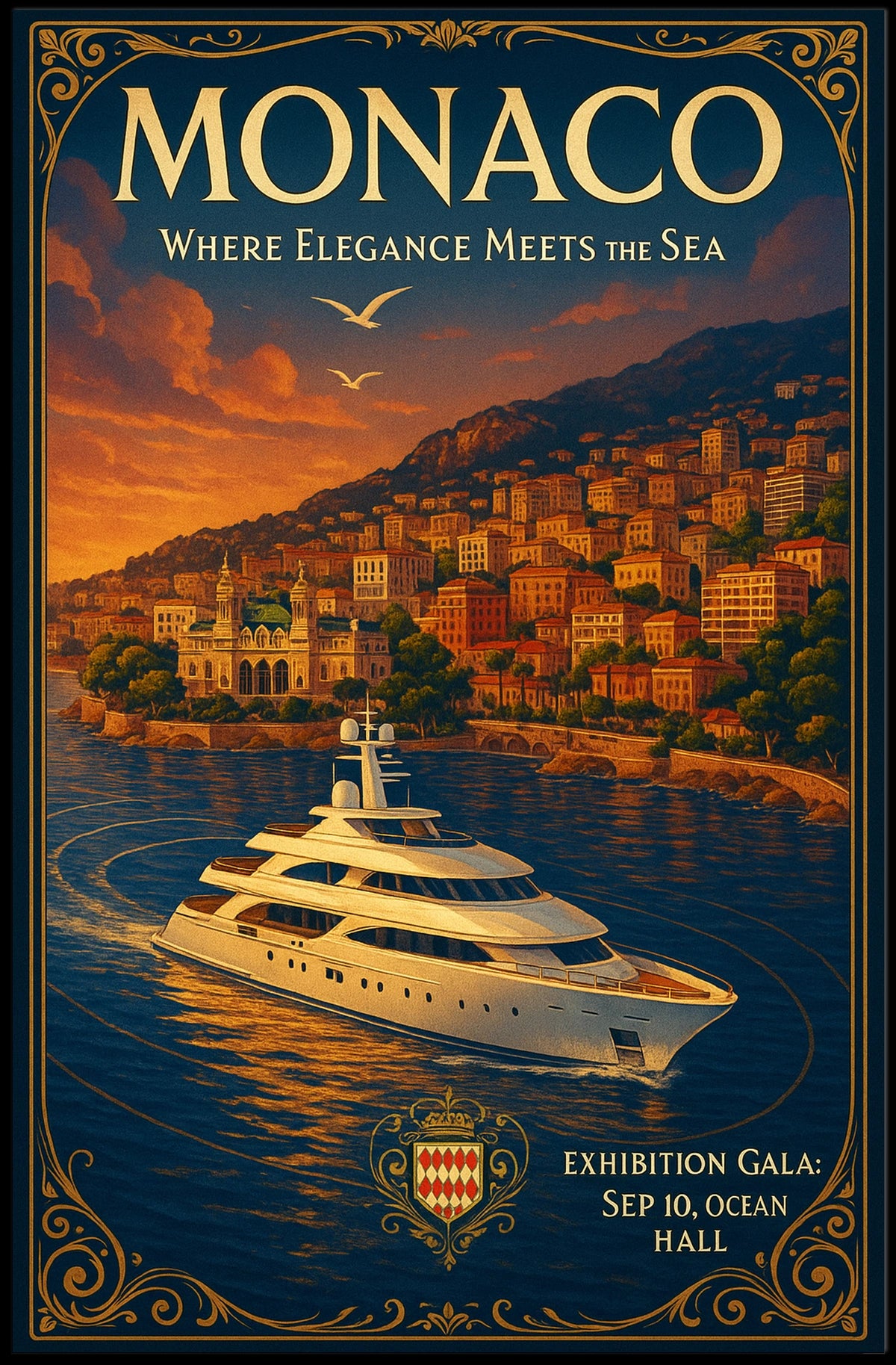Monaco Where Elegance Meets the Sea Poster
