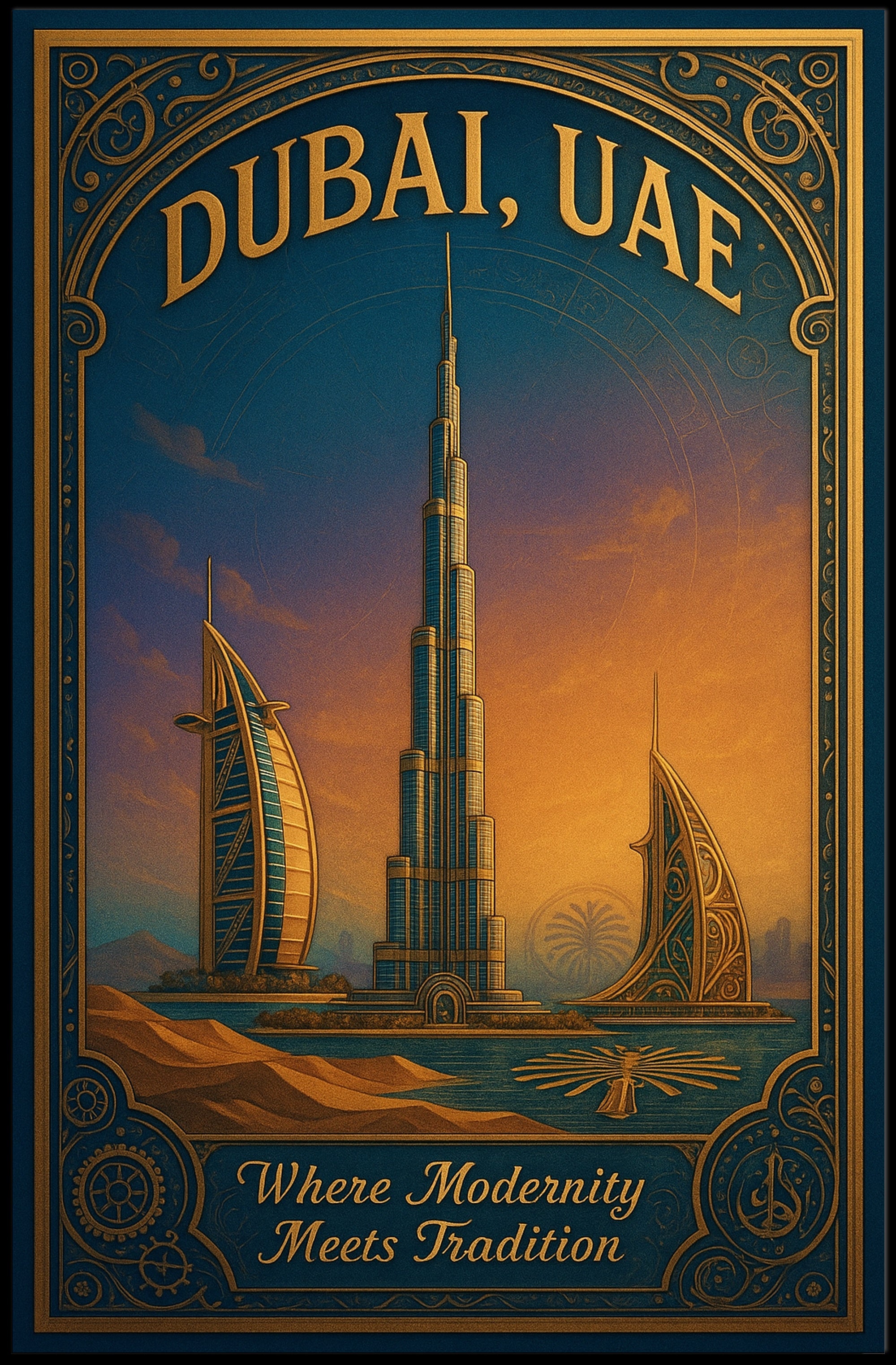 Dubai, UAE Where Modernity Meets Tradition Poster