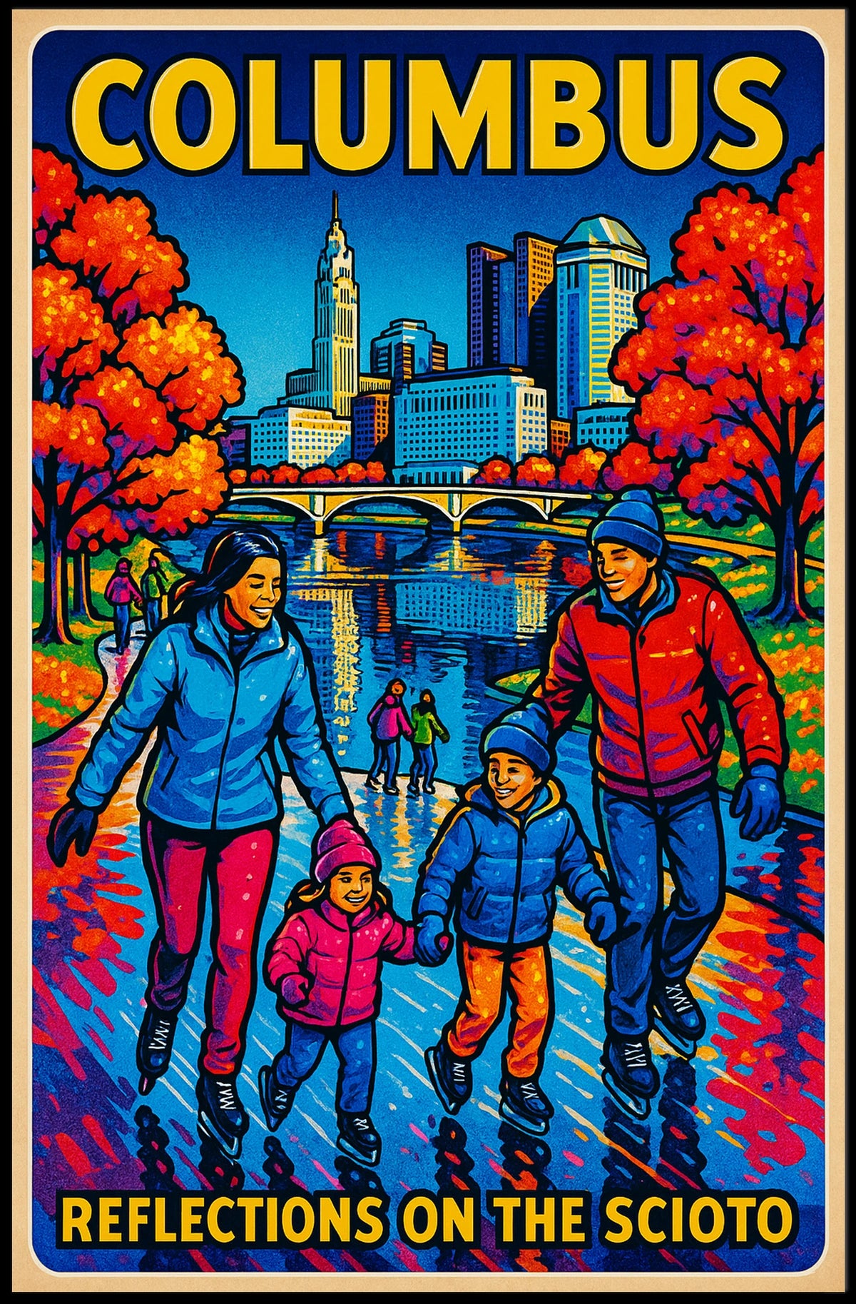 Columbus Reflections On The Scioto Poster