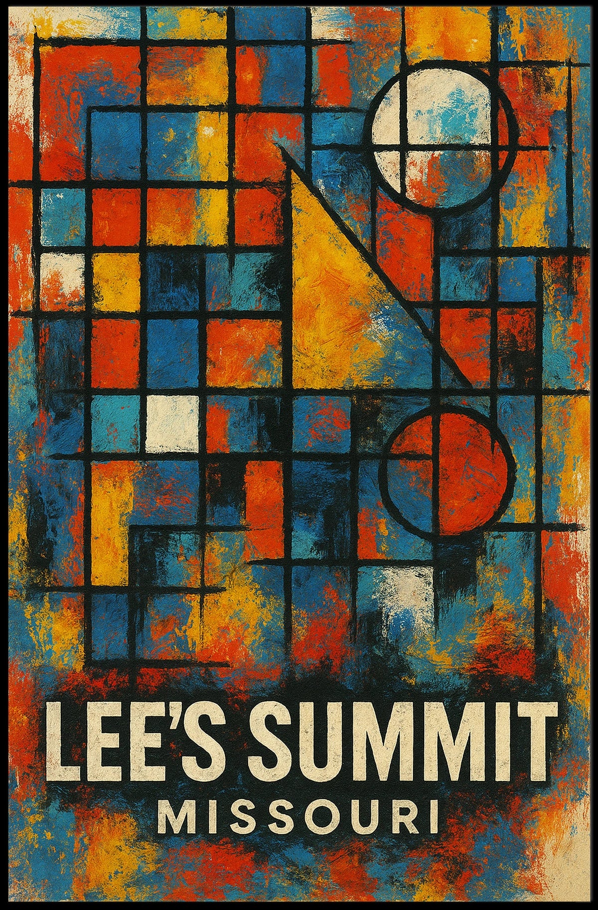 Lees Summit Abstract Geometric Art Mondrian Inspired Poster