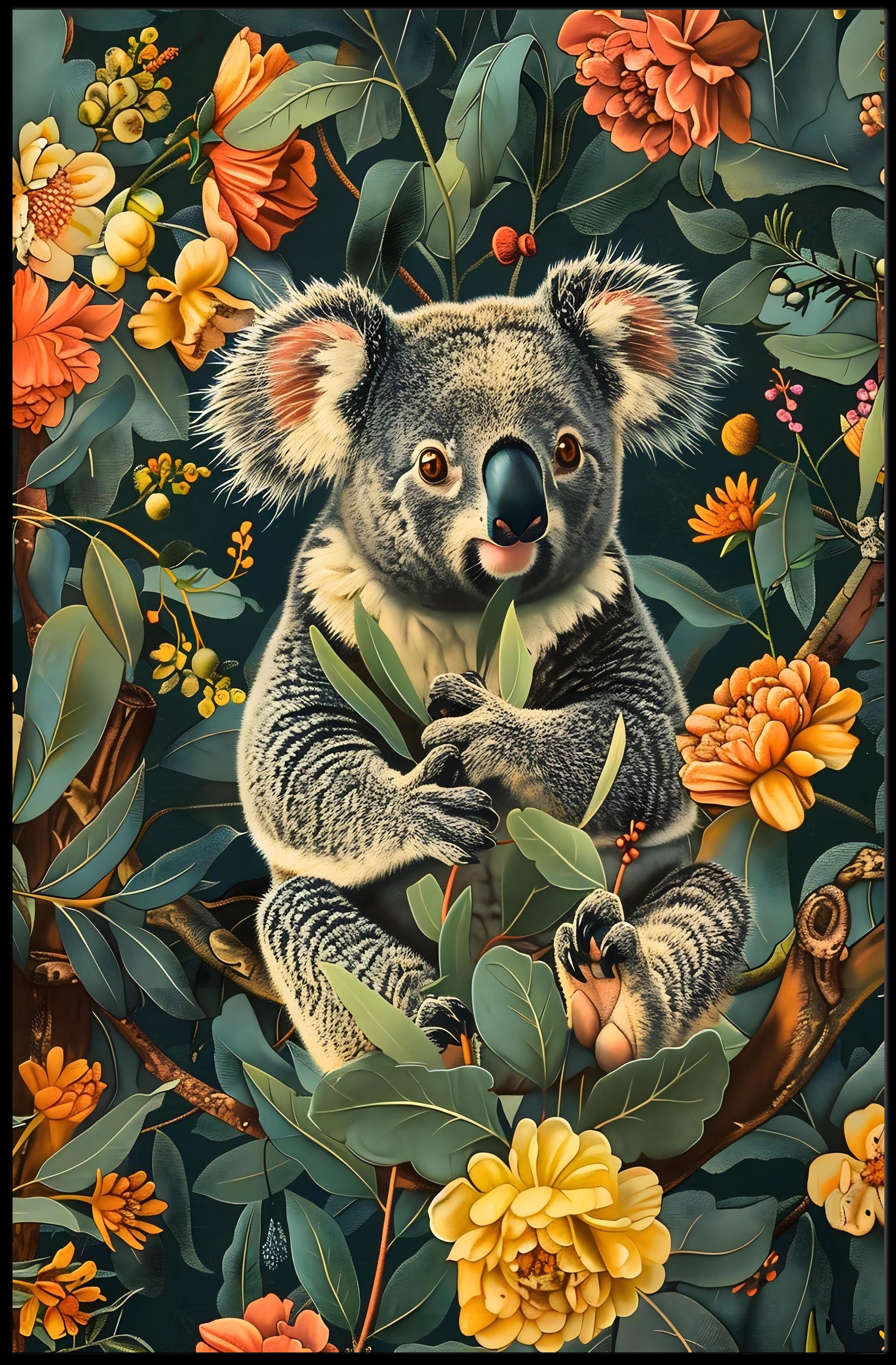 Koala in Bloom Wall Art Print