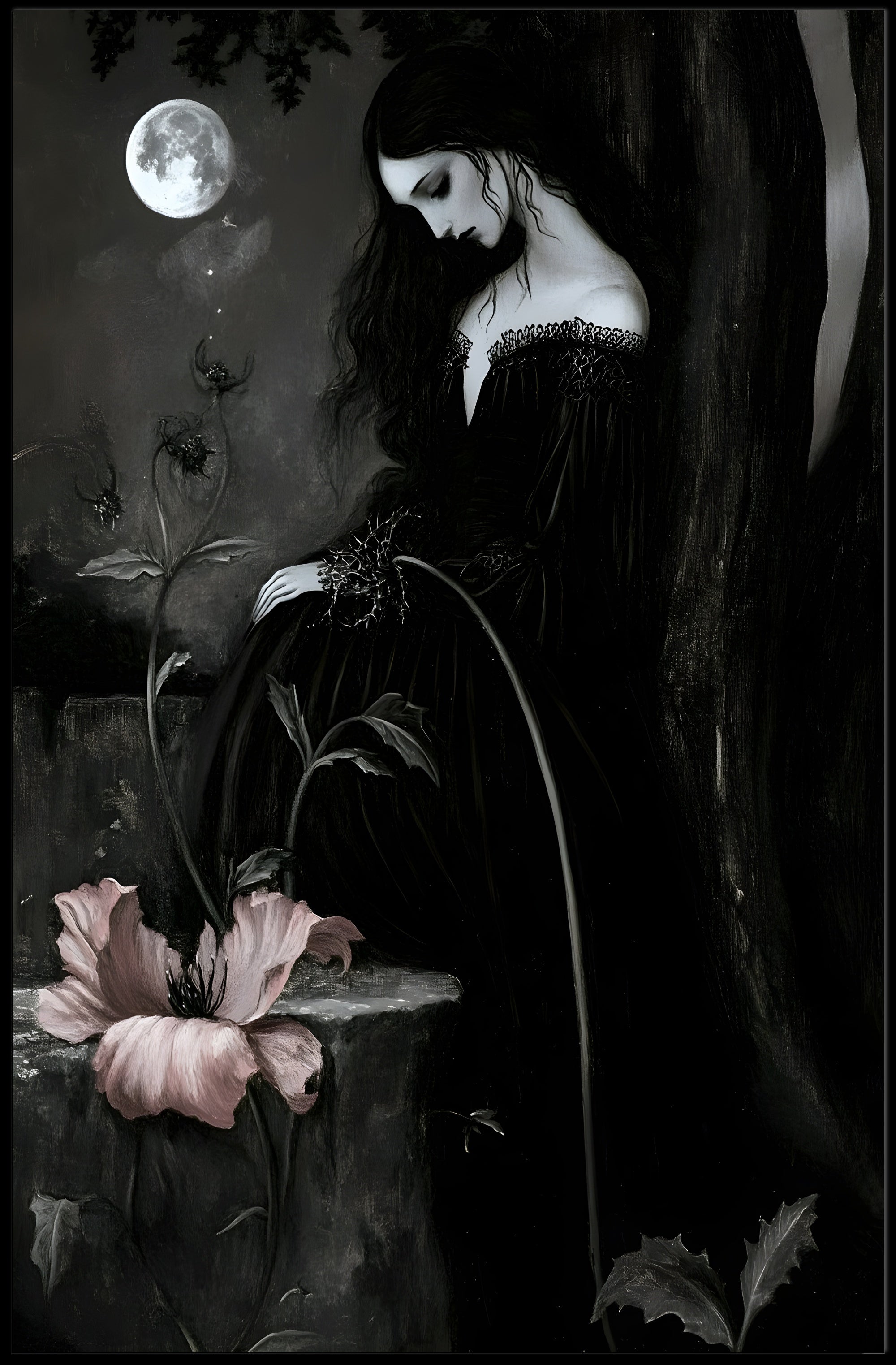 Gothic Moonlit Mystery: Fantasy or Mythology Poster PosterGoat