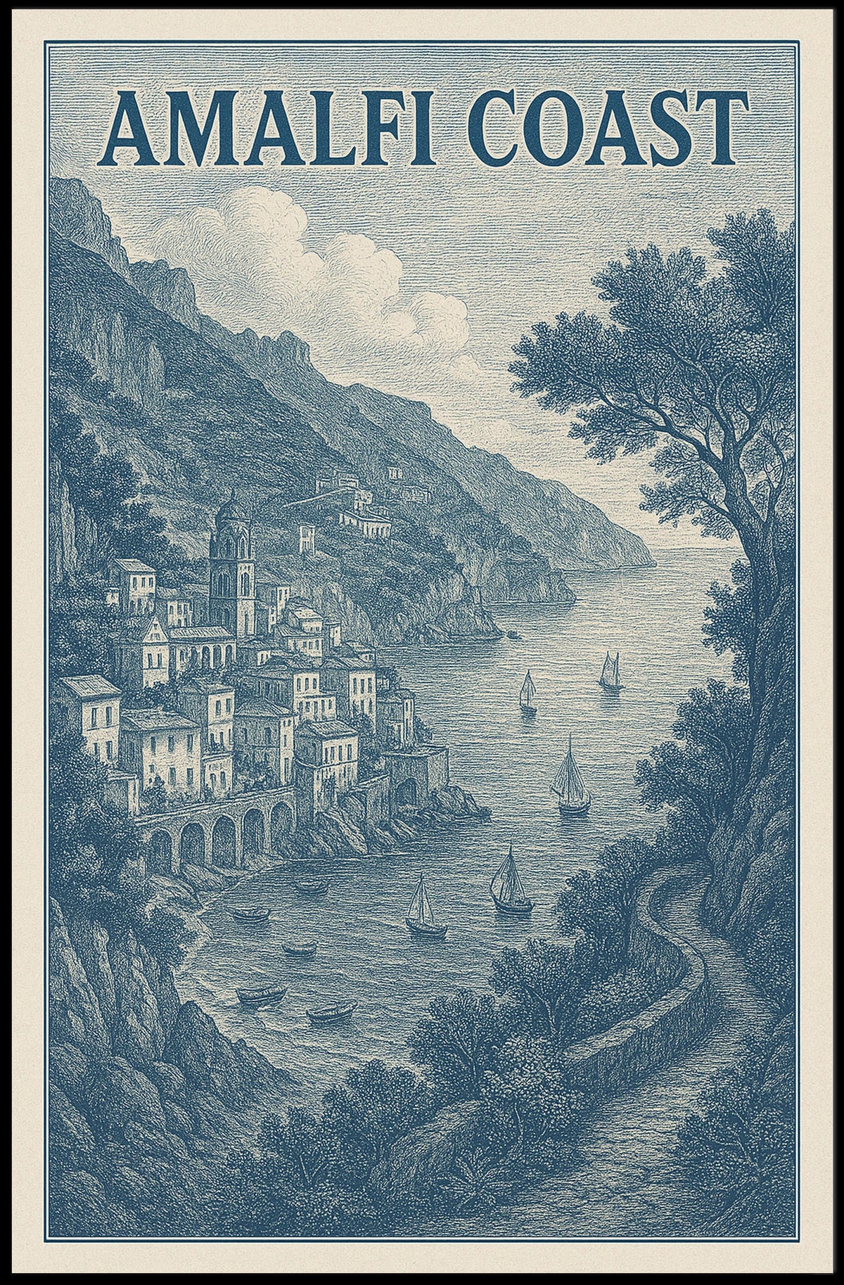 Amalfi Coast Poster Art Wall Decor Museum Quality 18x24