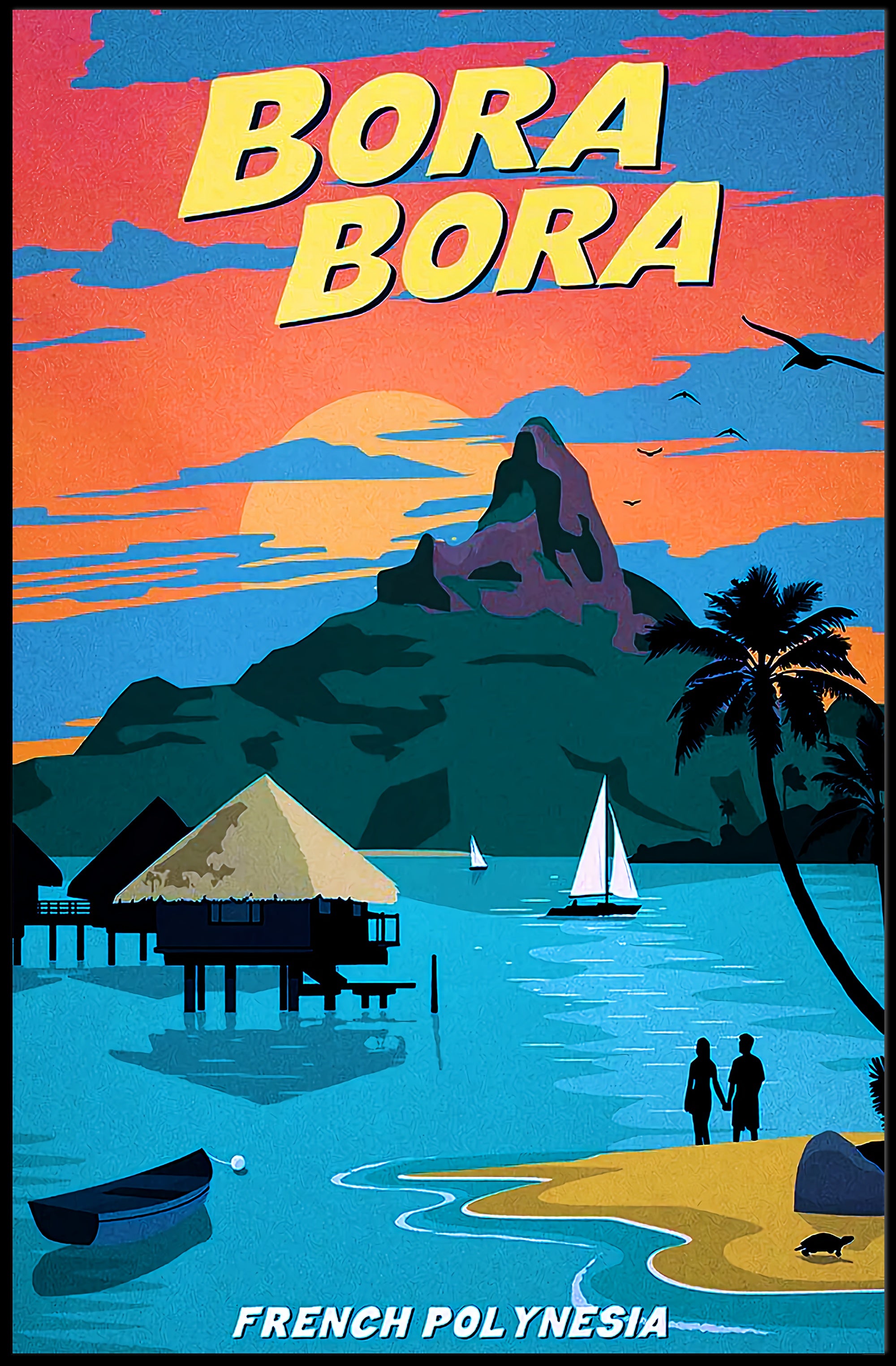 Bora Bora Romance Vintage Travel Poster PosterGoat