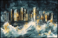 Cityscape Amidst the Storm Poster