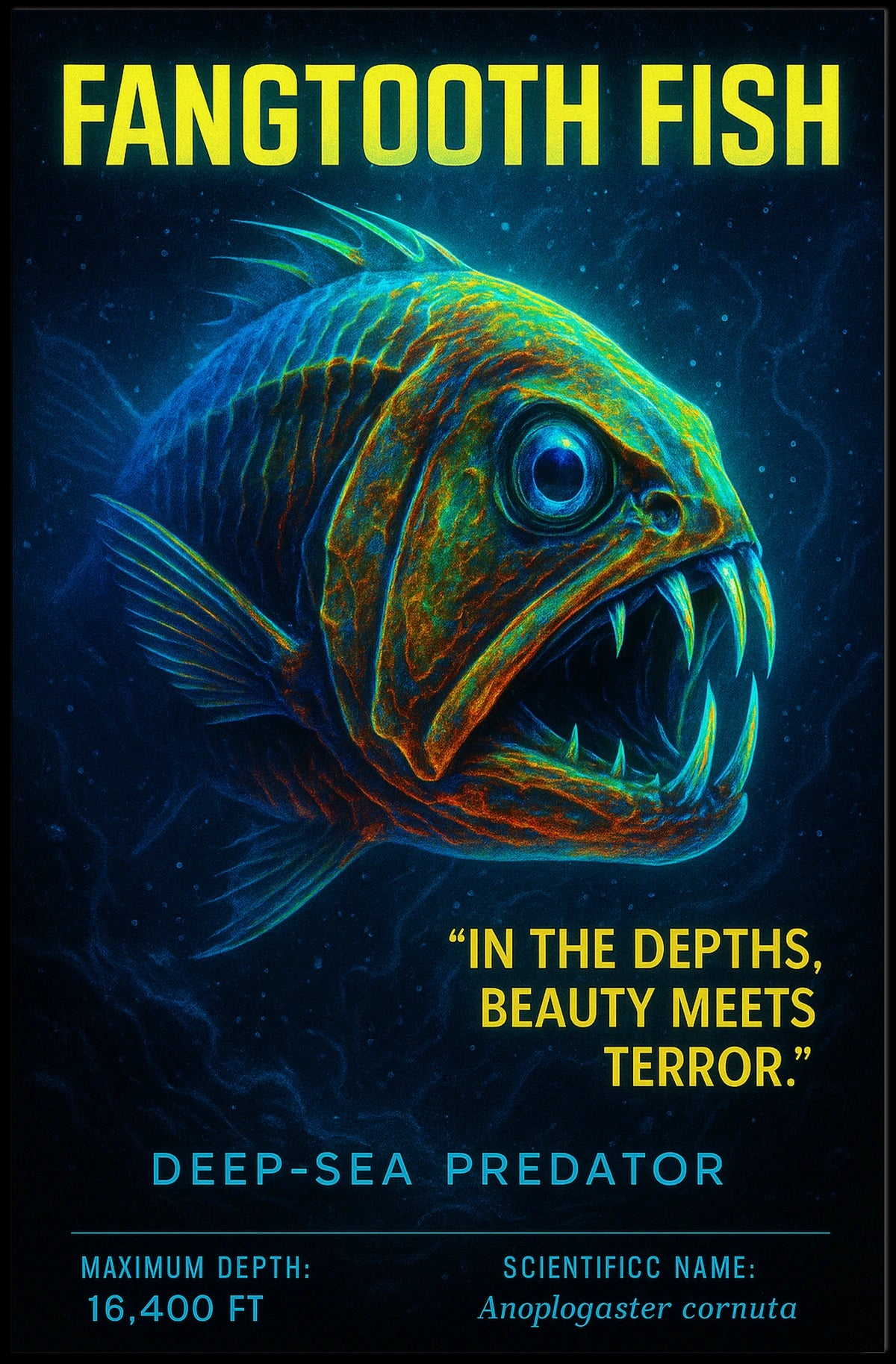 Fangtooth Fish Deep-Sea Predator Poster