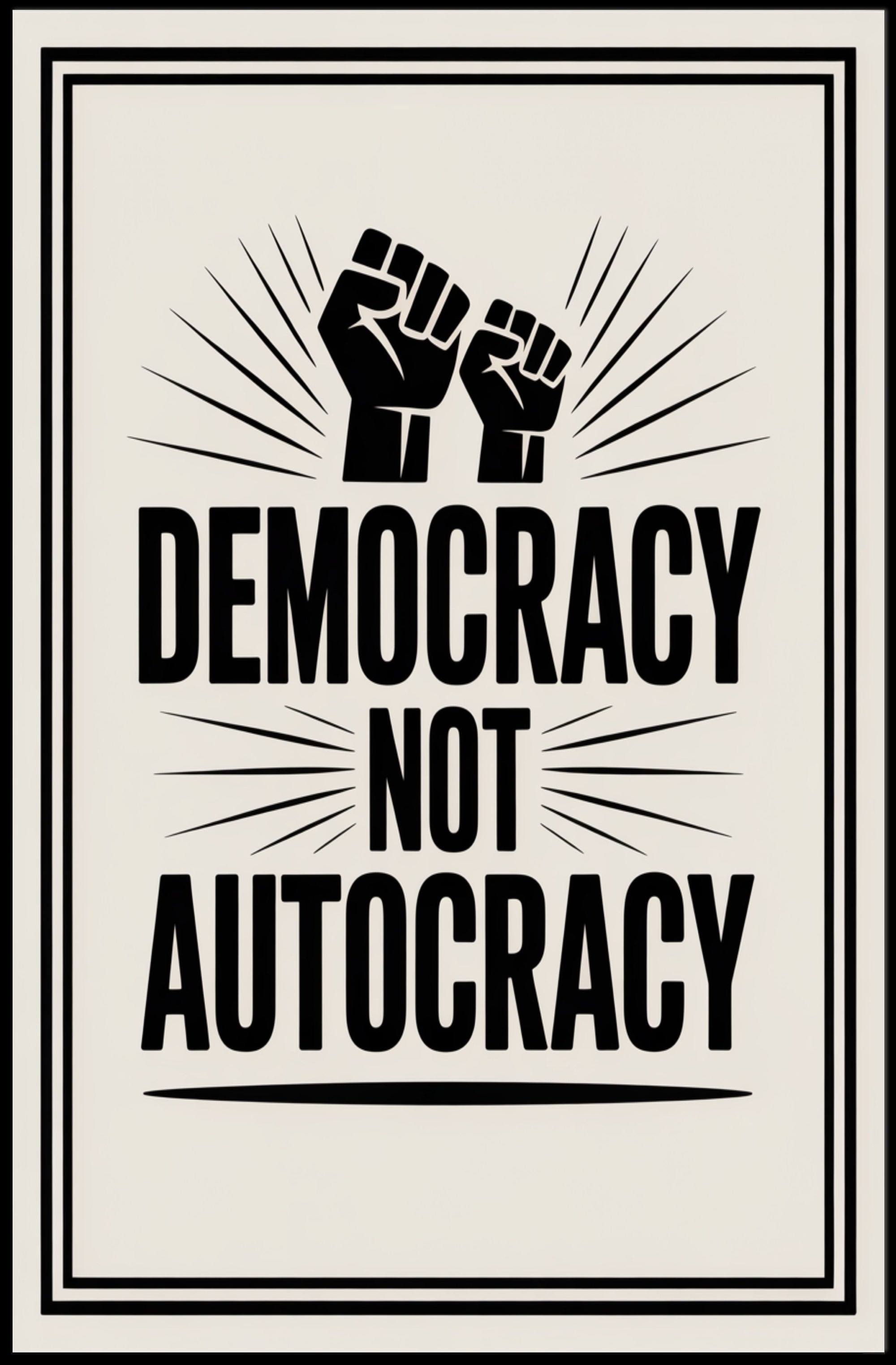 Democracy Not Autocracy Political or Propaganda Poster