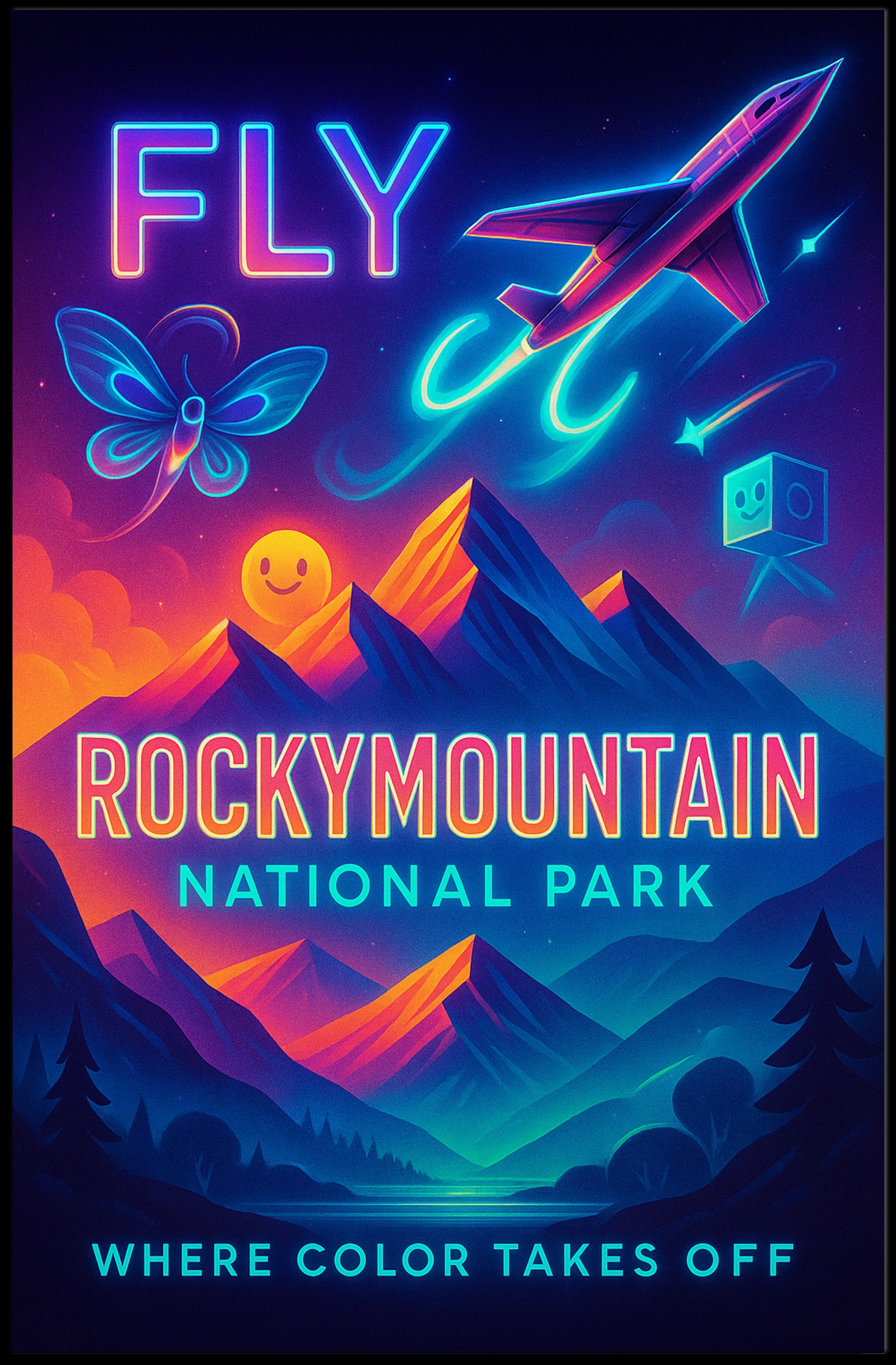 Fly to Rocky Mountain National Park Poster