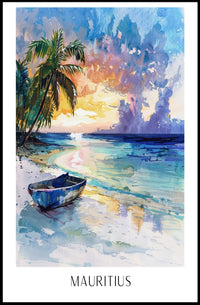 Mauritius Sunset Beach Travel Poster PosterGoat
