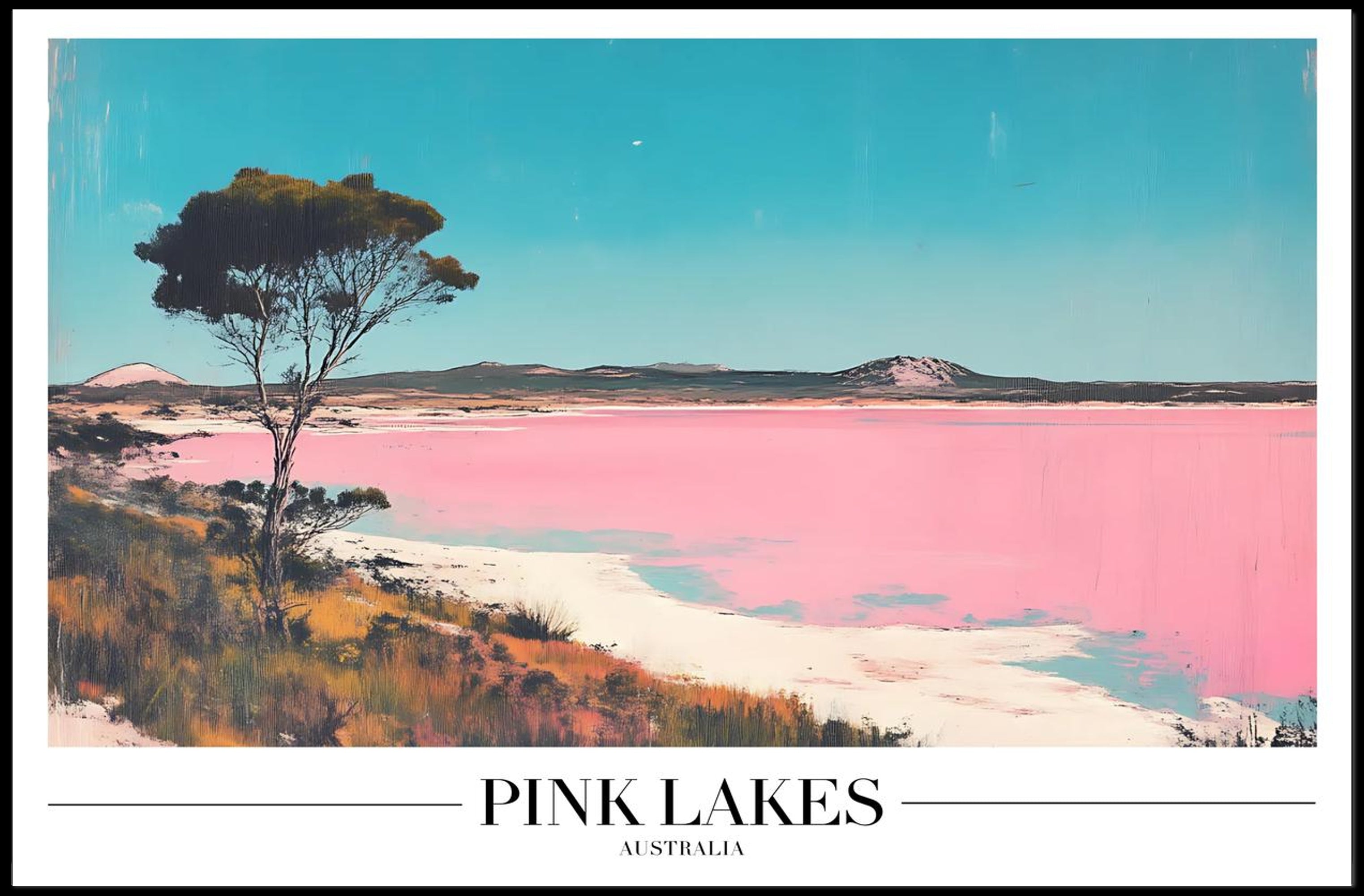 Serene Pink Lakes at Dusk Travel Poster