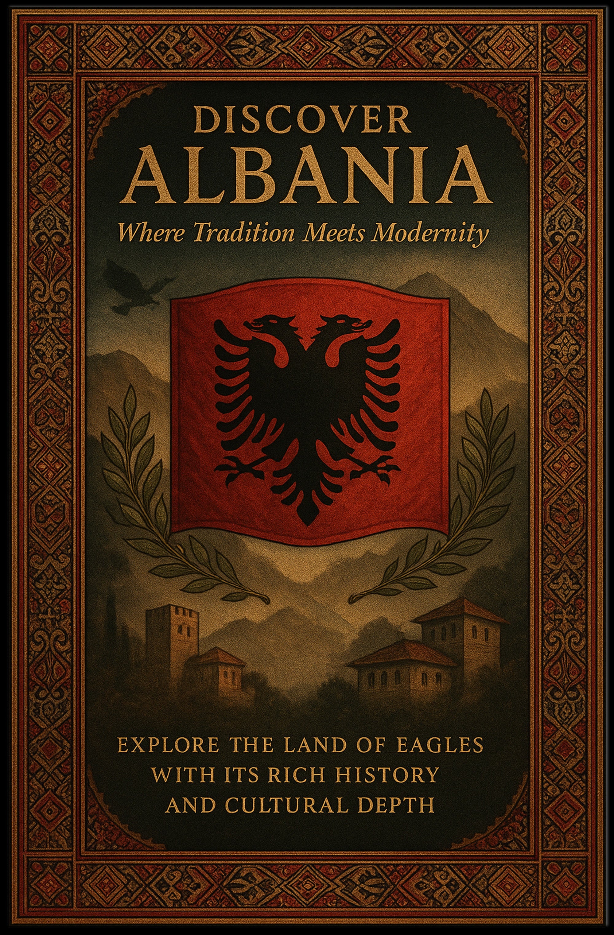 Albania's Cultural Heritage Vintage Travel Poster