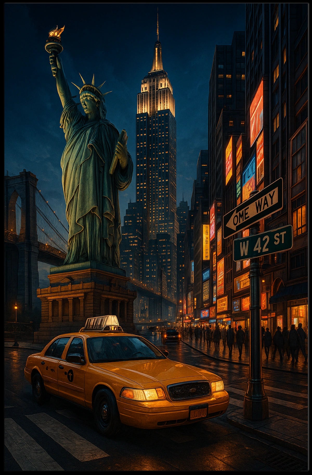 New York Nights Poster For NYC Lovers Timeless Cityscape