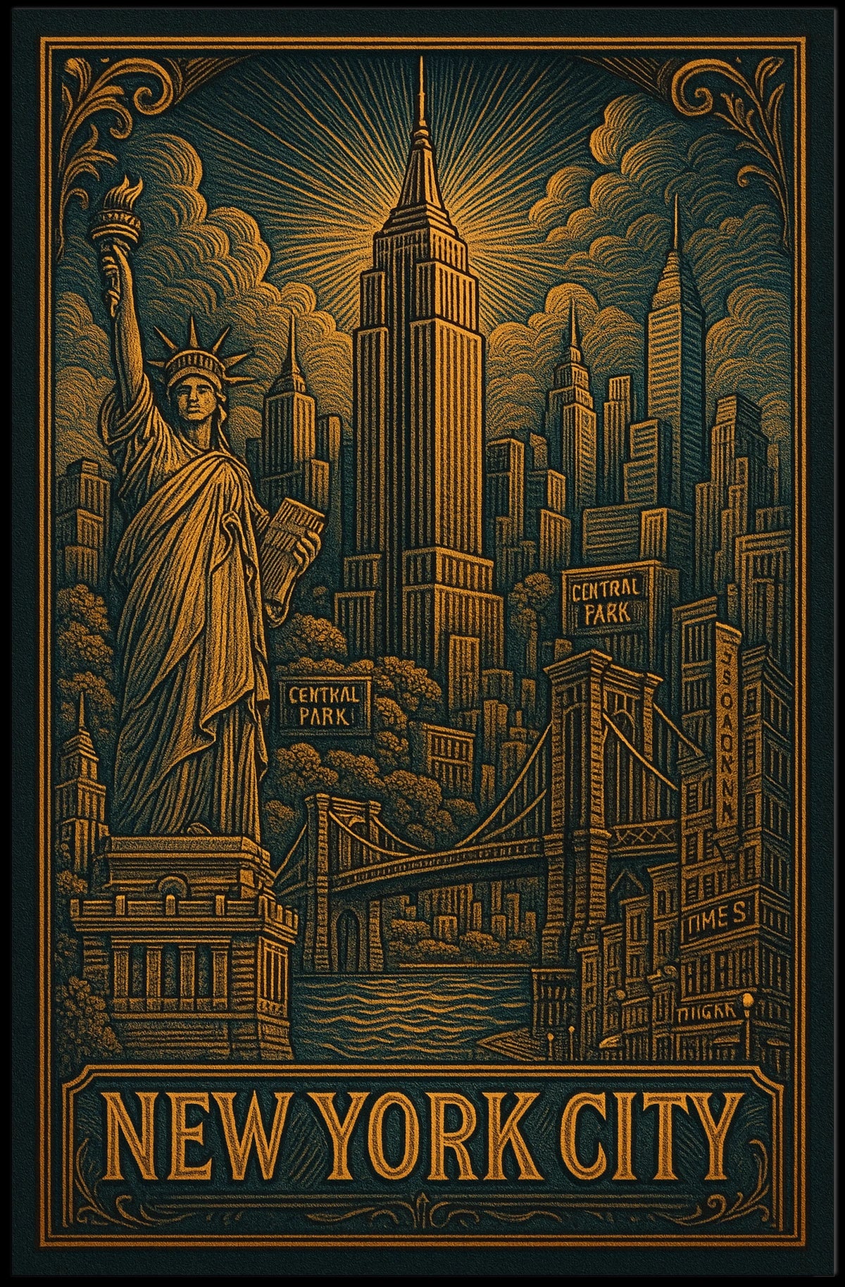 New York City Iconic Landmarks Poster