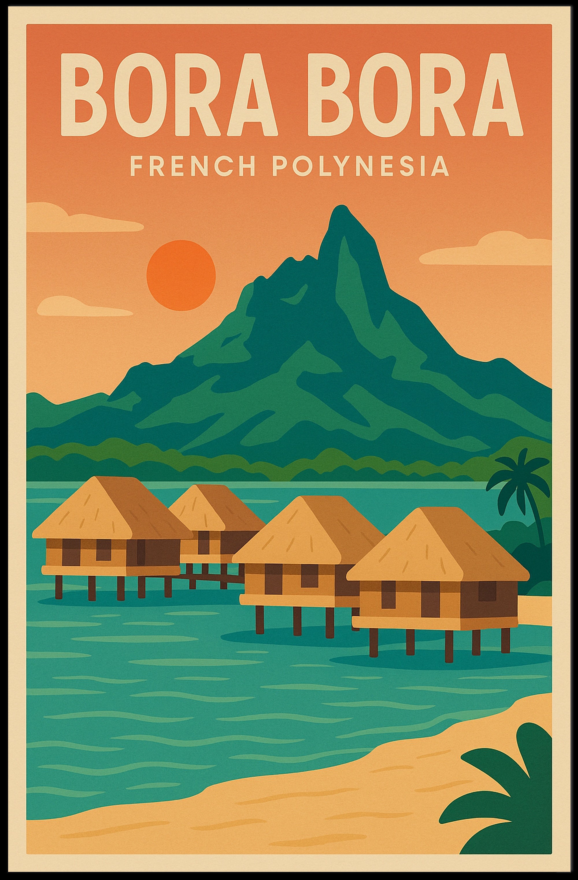 Bora Bora Vintage Tropical Travel Paradise Poster PosterGoat