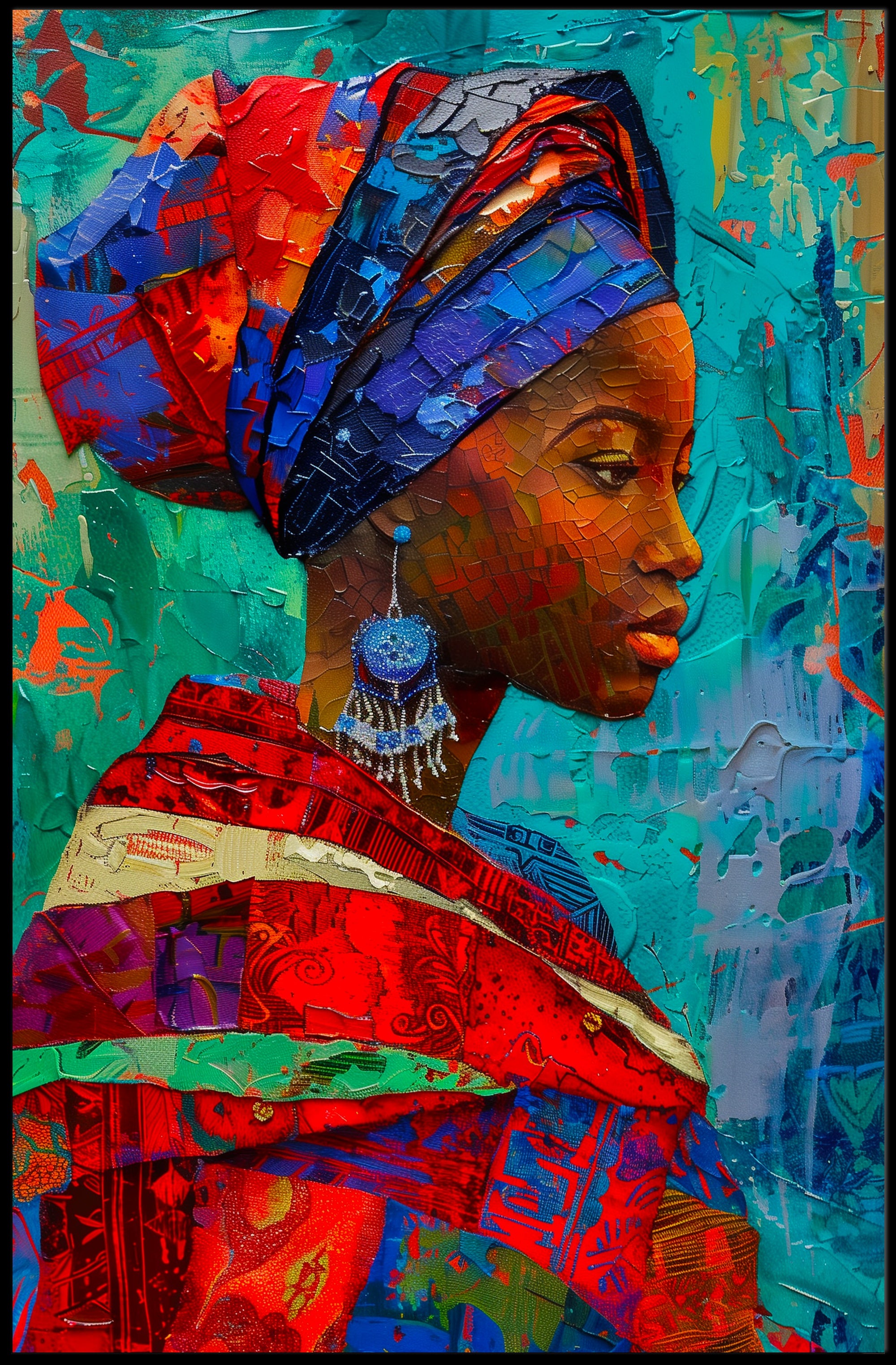 Vibrant Cultural Portrait Poster with African Heritage Colors