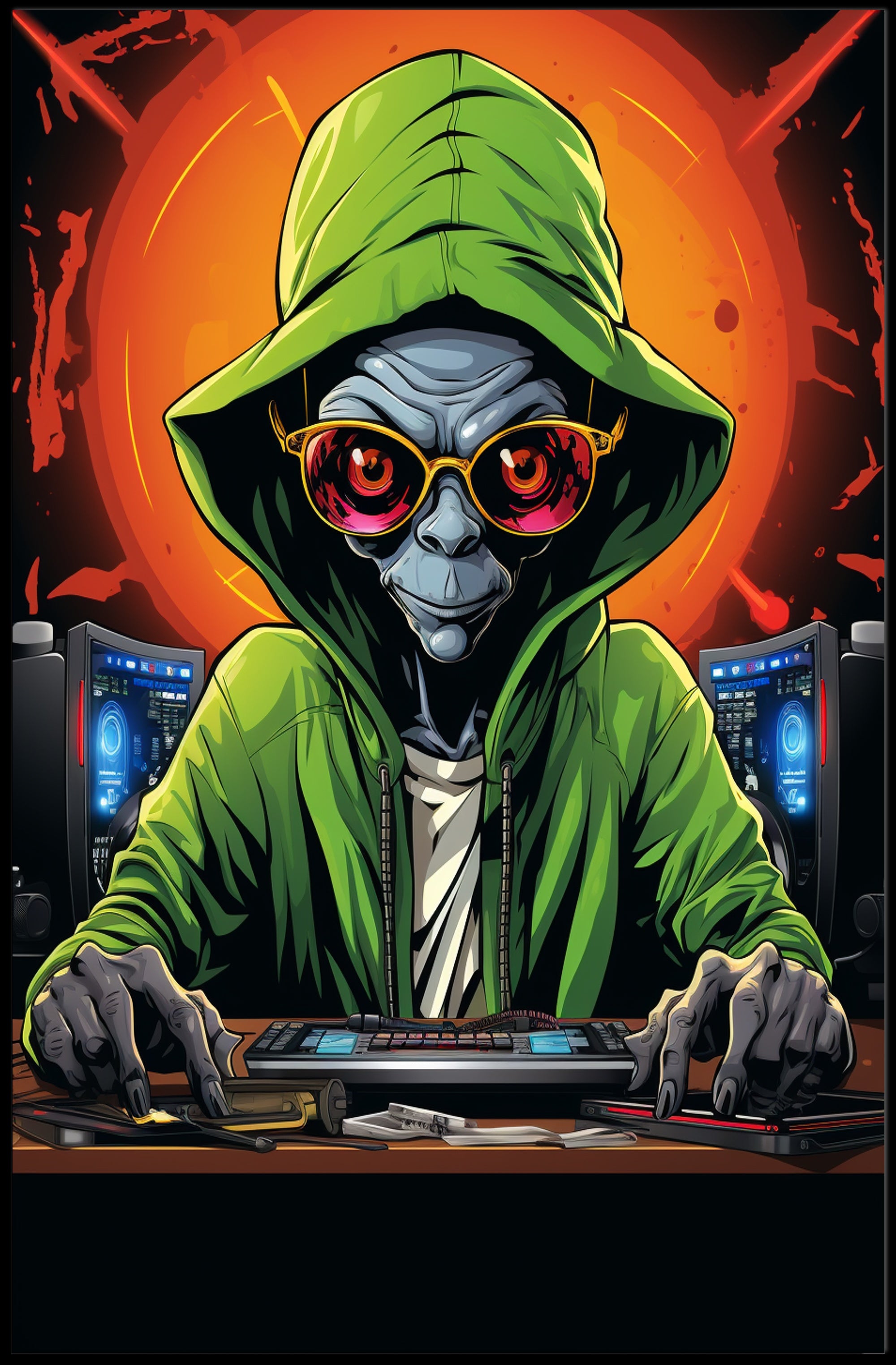 Alien Hacker In Action Poster