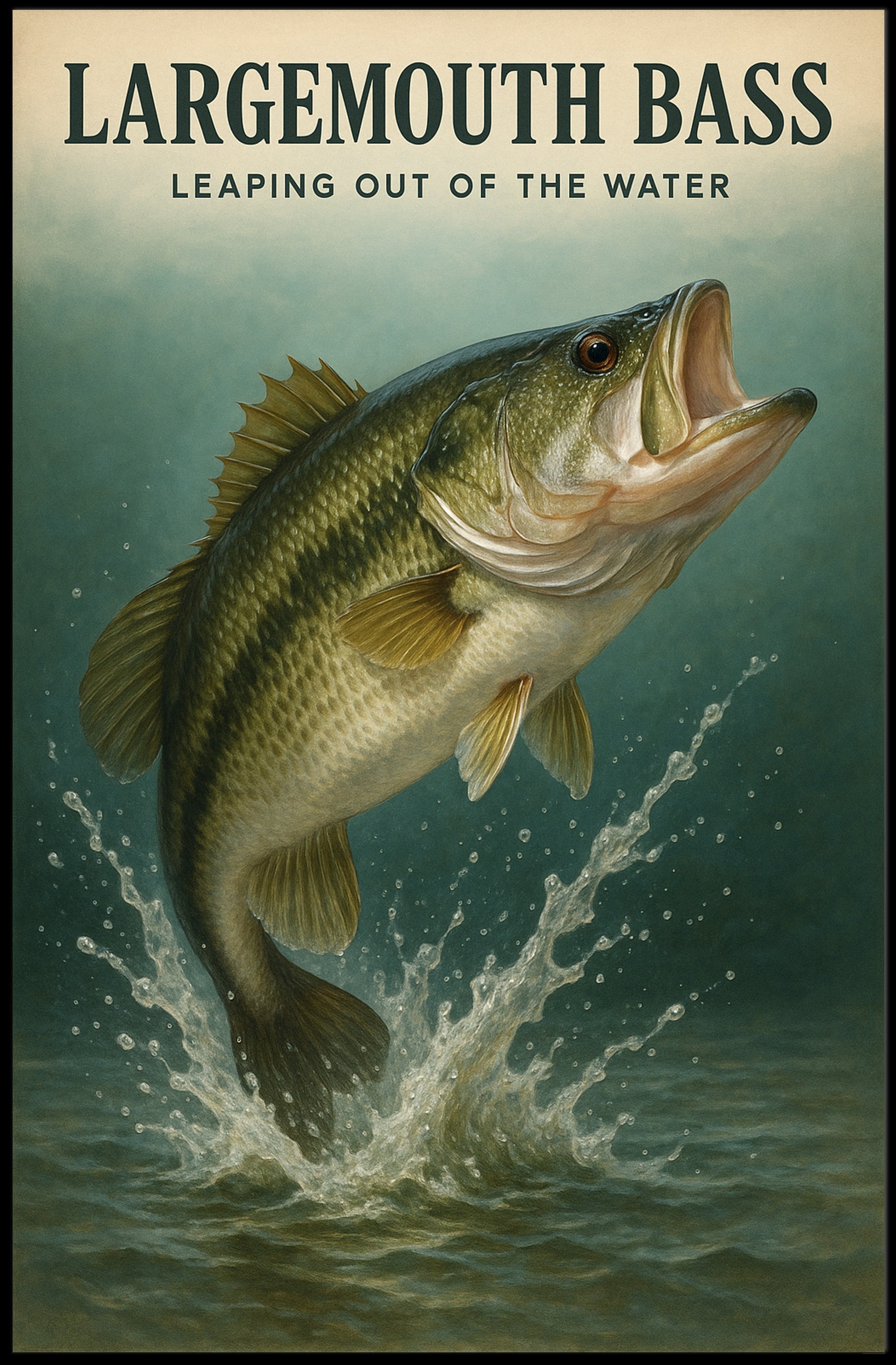 Largemouth Bass Leaping Out of the Water Poster PosterGoat