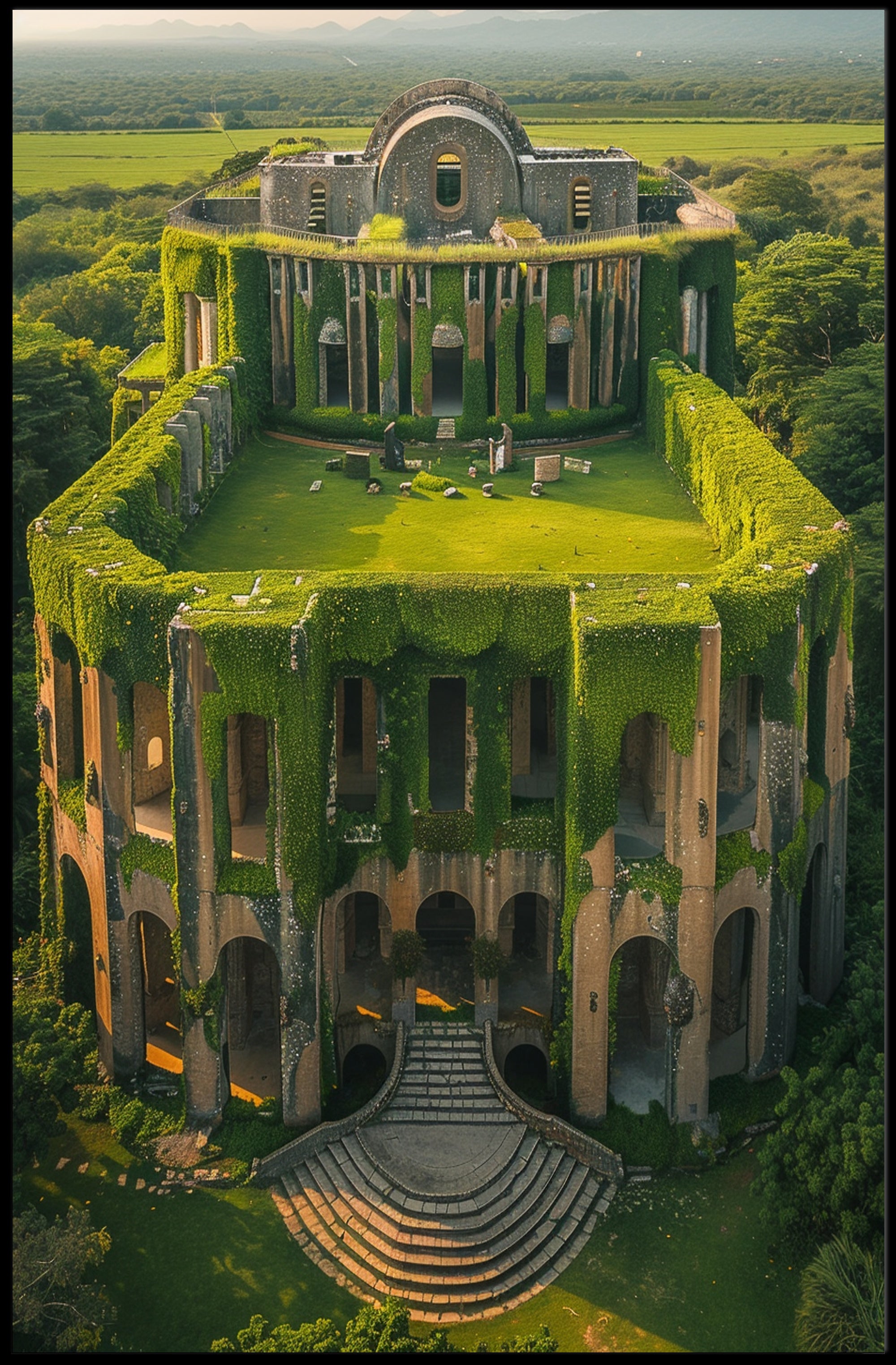 Nature Reclaims Ancient Ruins: Surreal Poster Art PosterGoat