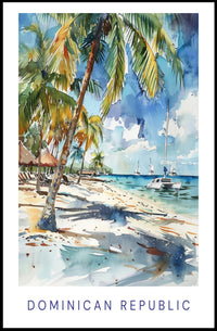 Tropical Beach Paradise in Watercolor Travel Poster PosterGoat
