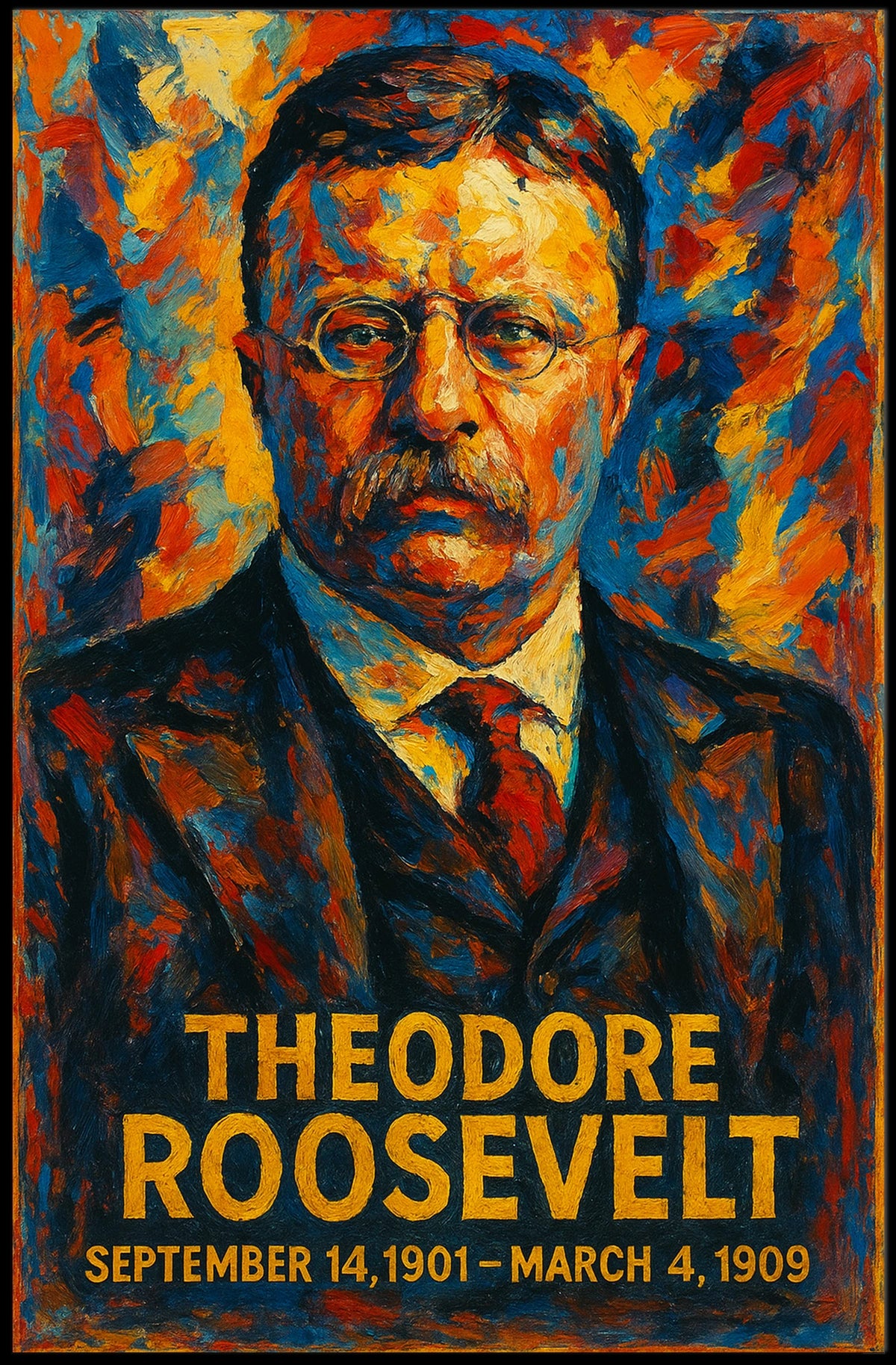 Theodore Roosevelt 26th President of the United States Glitch Hop Art Poster