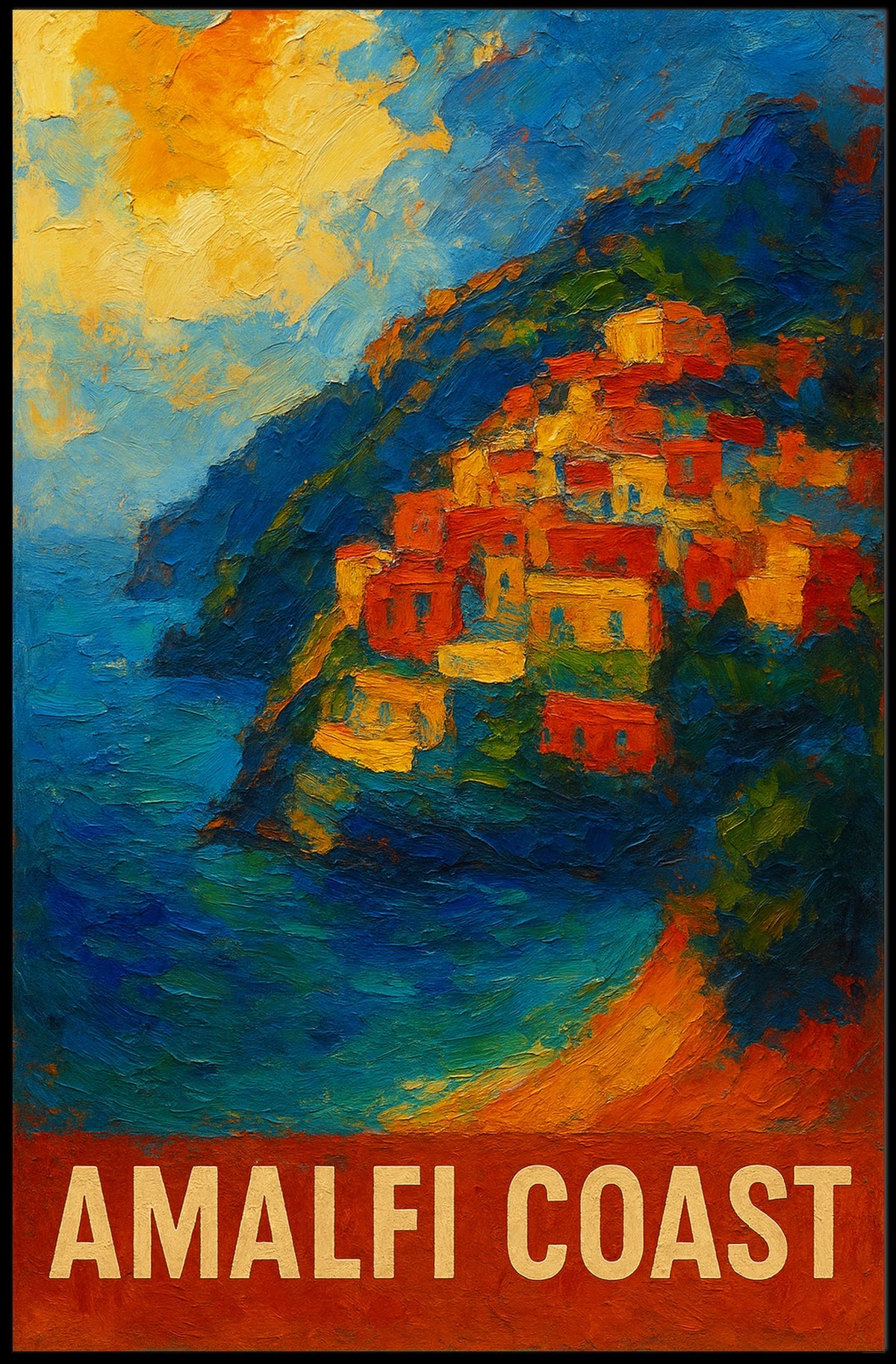 Amalfi Coast Poster Wall Art For Coastal Decor Gift
