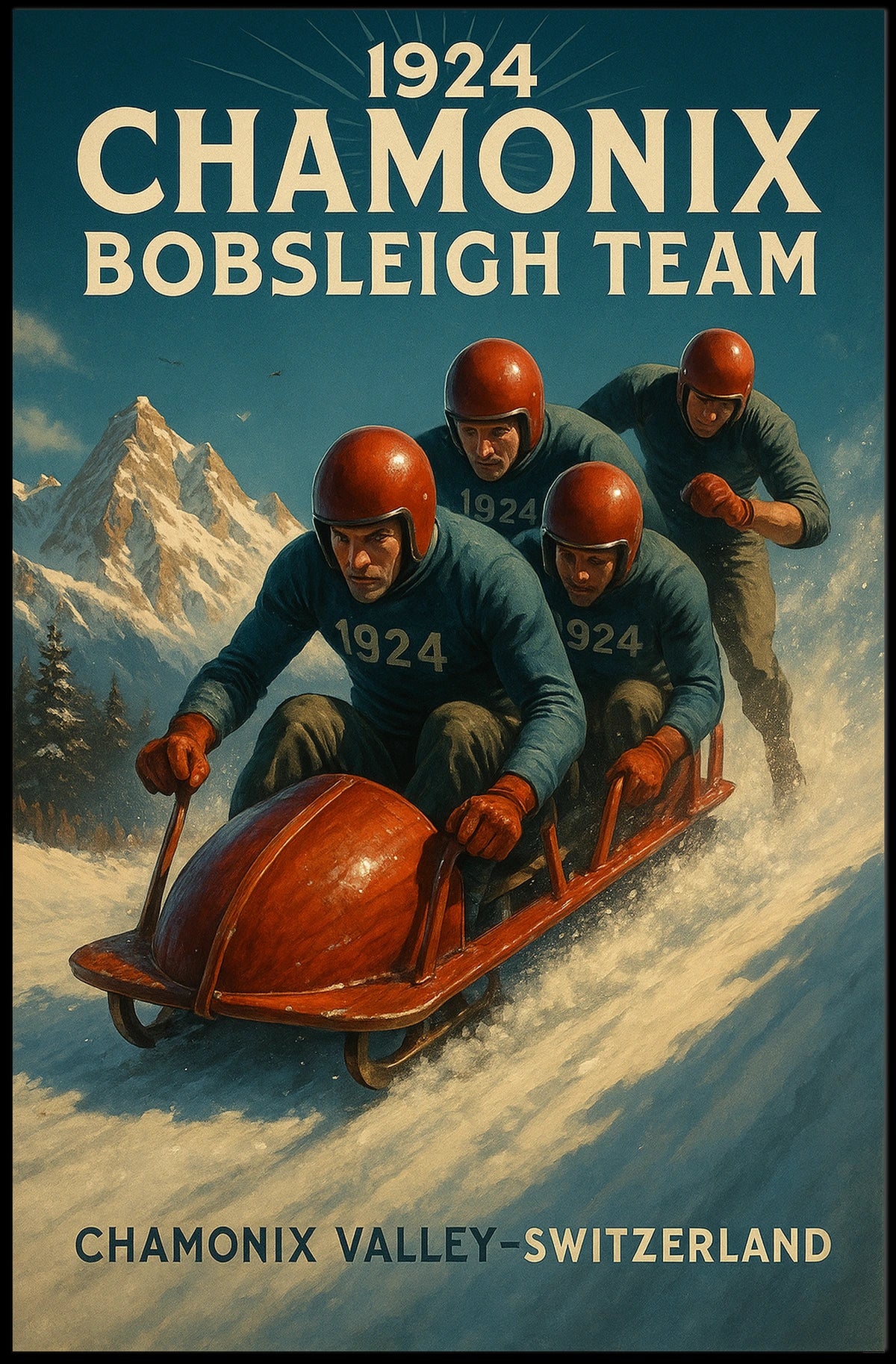 1924 Chamonix Bobsleigh Team Poster
