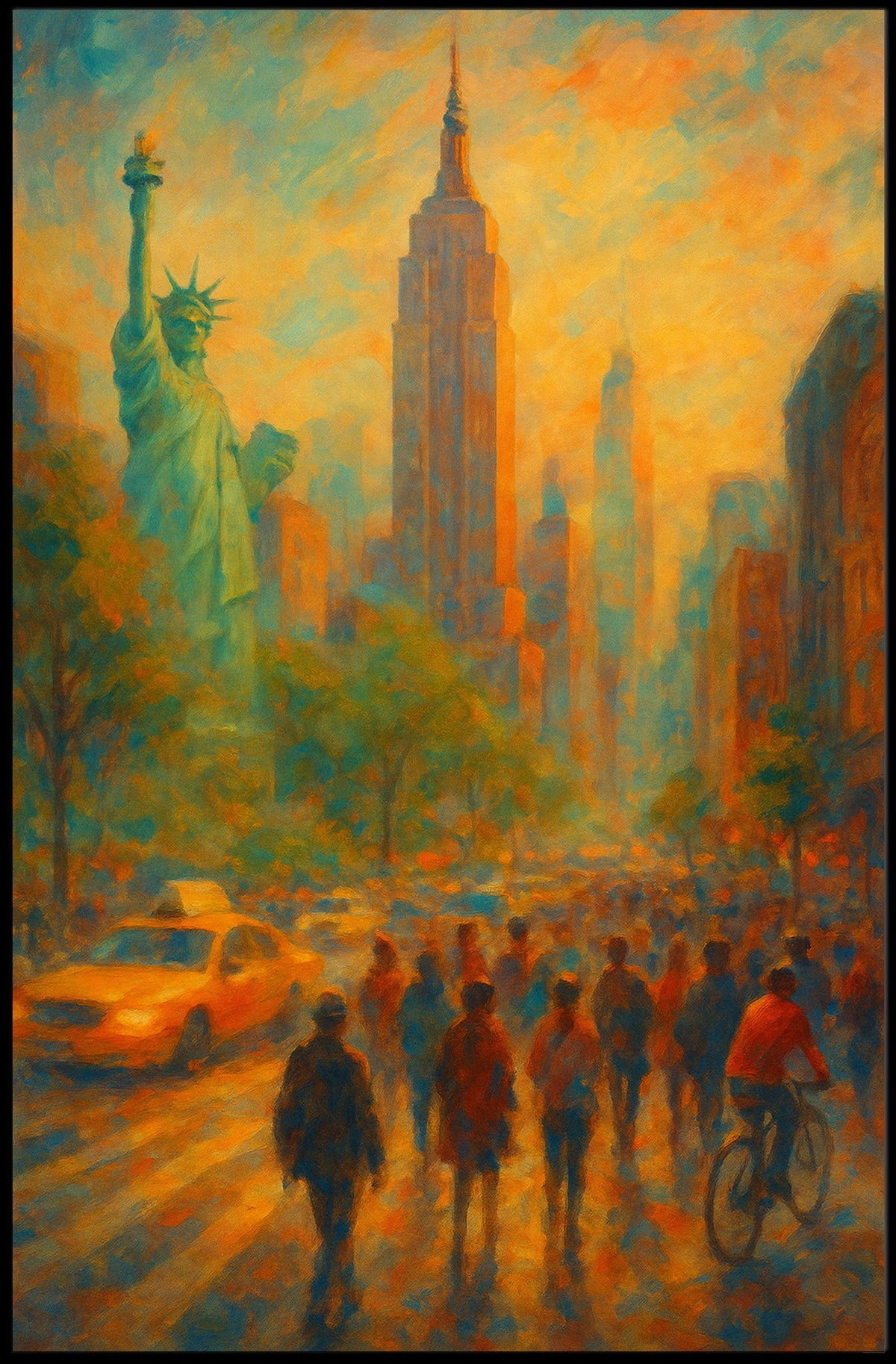 New York Cityscape Poster Abstract Urban Travel Wall Art