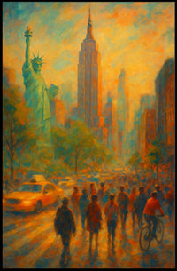 New York Cityscape Poster Abstract Urban Travel Wall Art