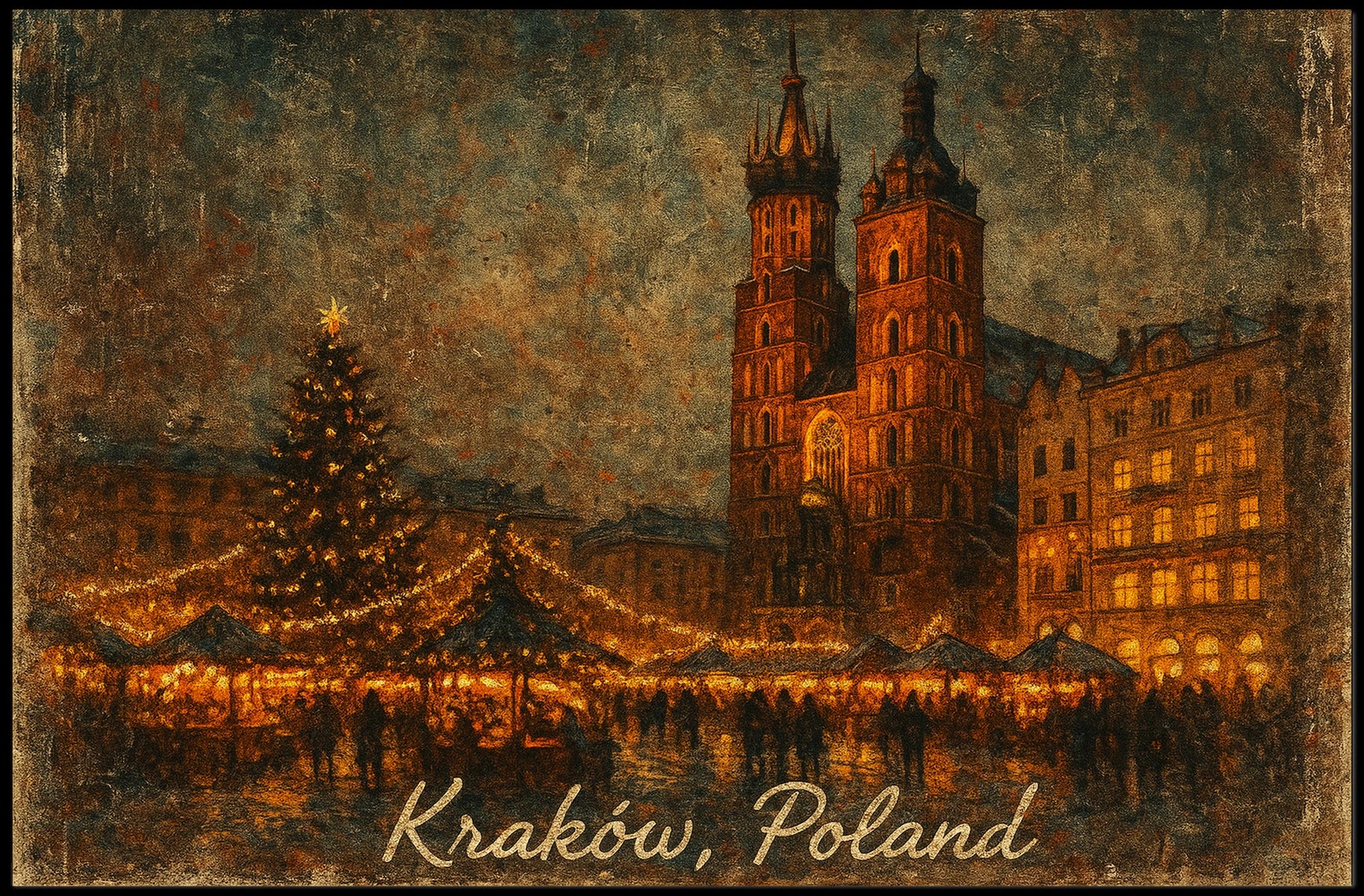 KrakΓ³w Christmas Market Poster