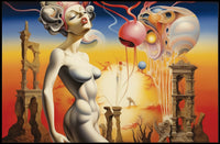 Surreal Dreamscape with Futuristic Figure - Abstract or Artistic Poster