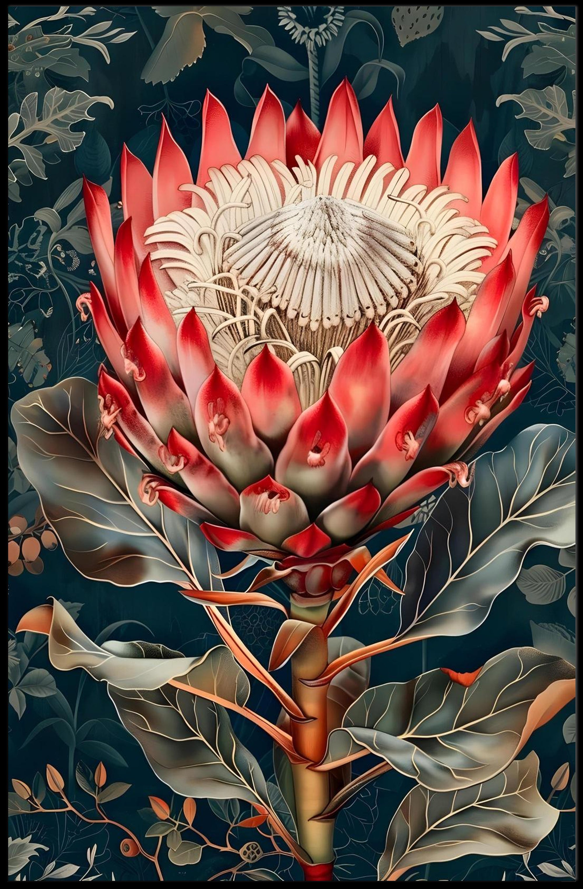 King Protea Botanical Art: Abstract or Artistic Poster