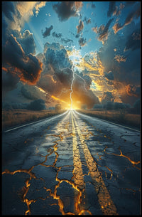 Road Lightning: Dramatic Landscape Surrealism Artistic Poster PosterGoat