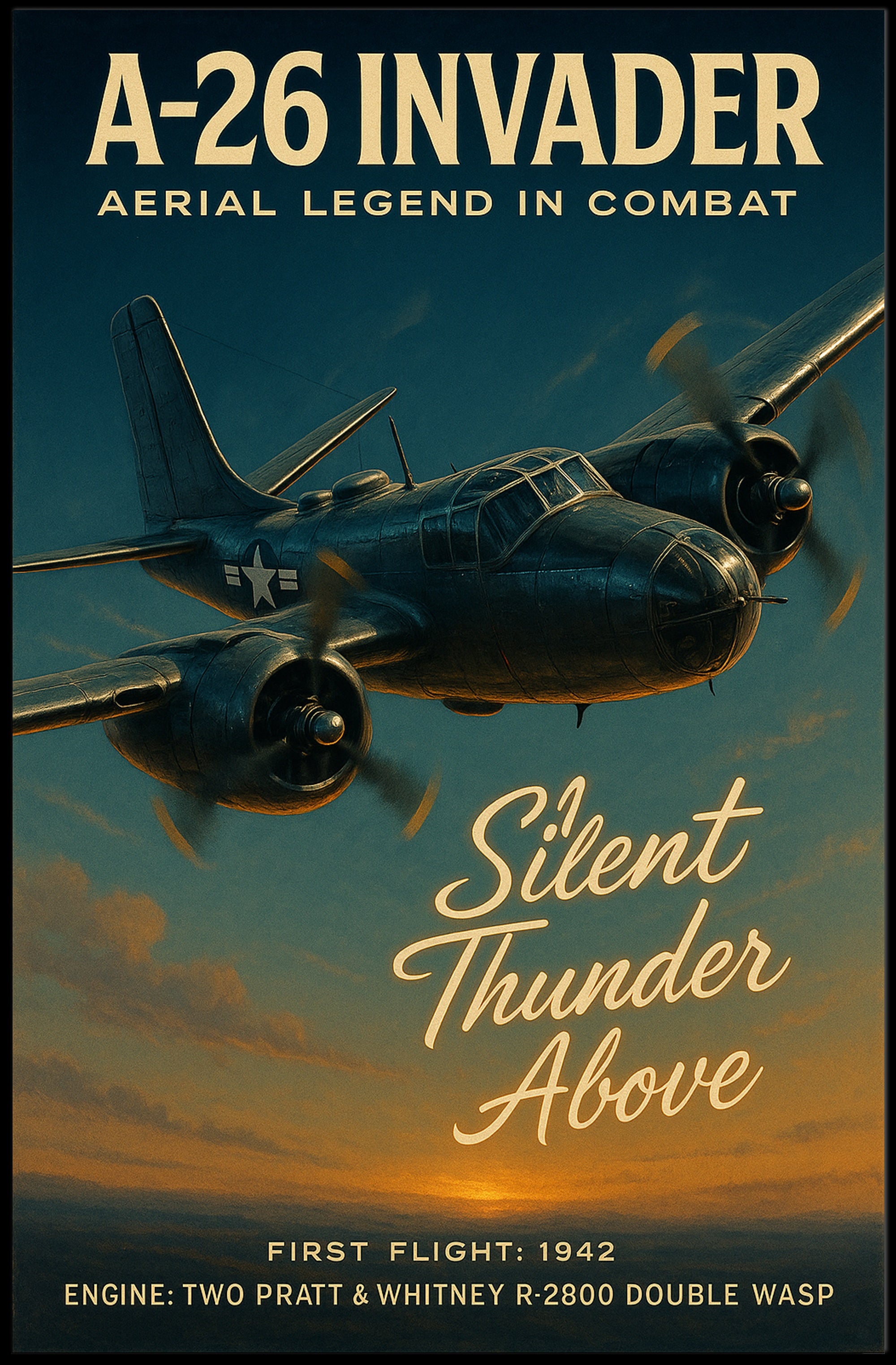 A-26 Invader Vintage WWII Aviation Art Poster